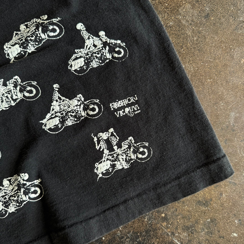 90’s Fashion Victim Biker Positions AOP Skeleton Tee (L)