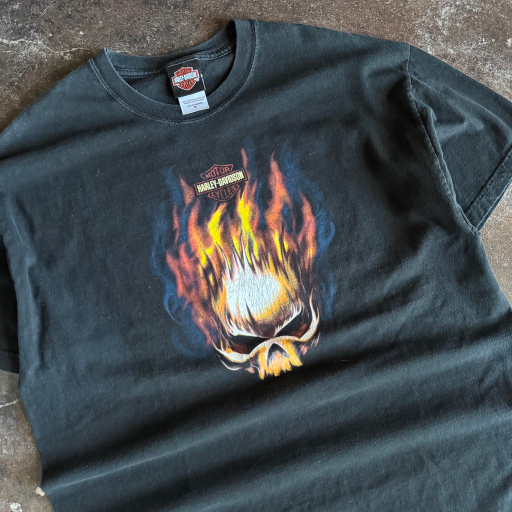 Y2K Harley Flaming Skull Tee (XL)