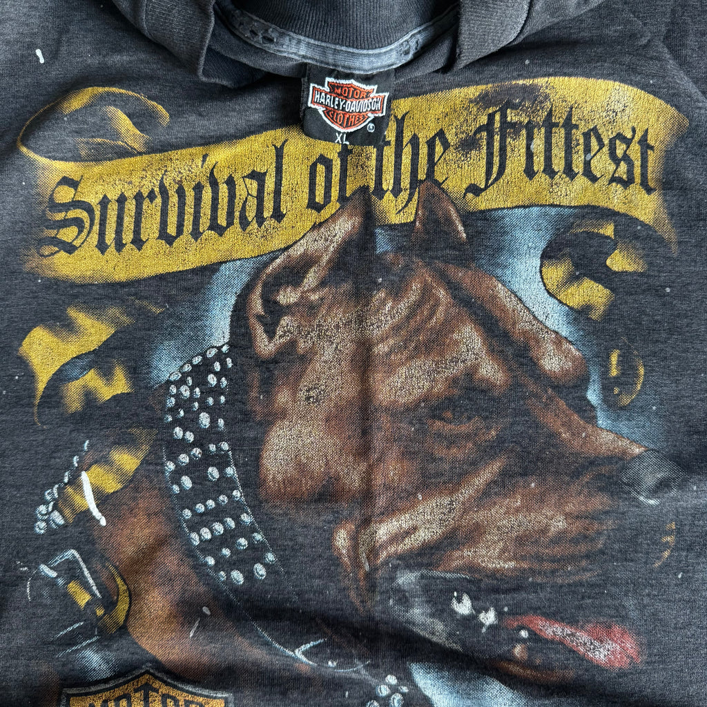 80’s Harley Survival of the Fittest 3D Emblem Tee (XL)
