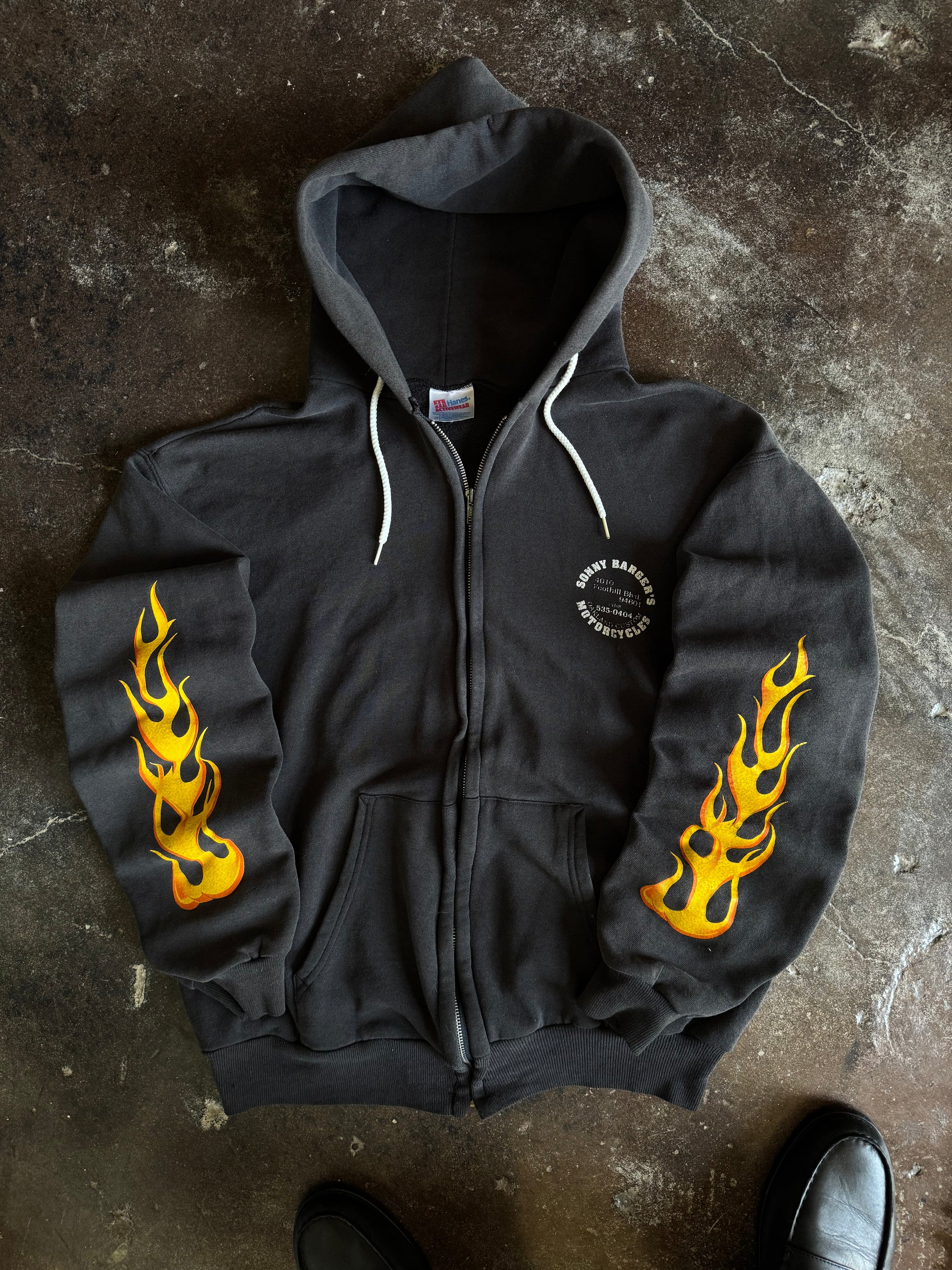 90’s Sonny Barger Motorcycles Zip Up Flame Hoodie (XL)