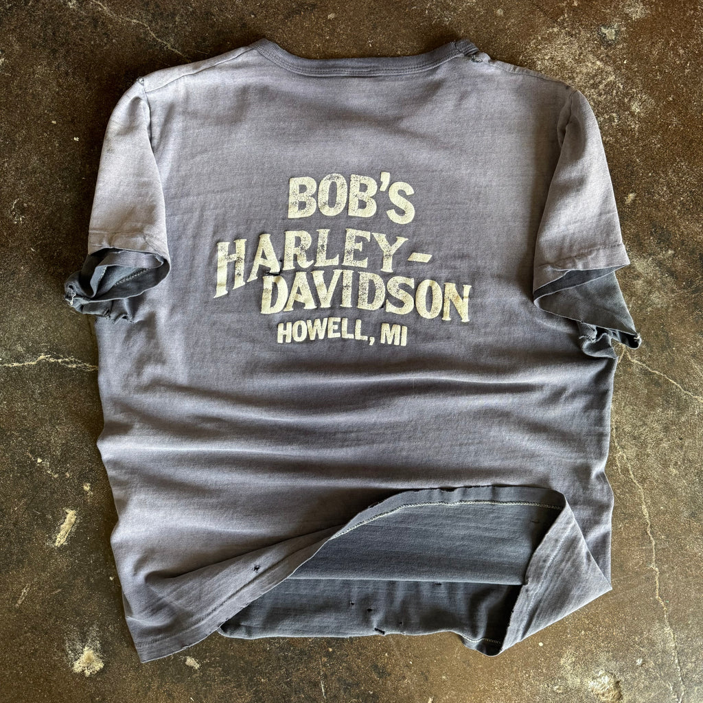 80’s Harley White Emblem Sun Faded Tee (L)