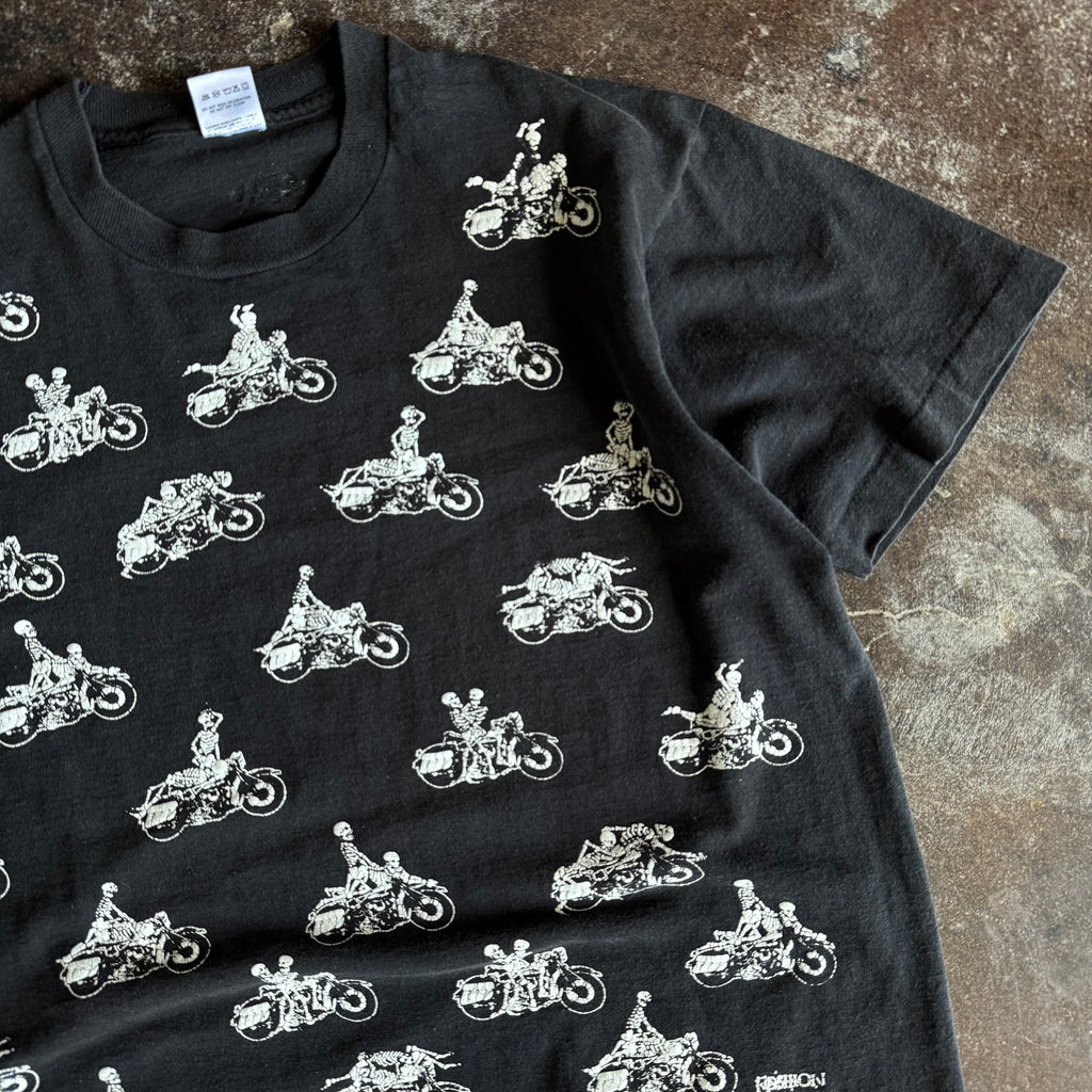90’s Fashion Victim Biker Positions AOP Skeleton Tee (L)