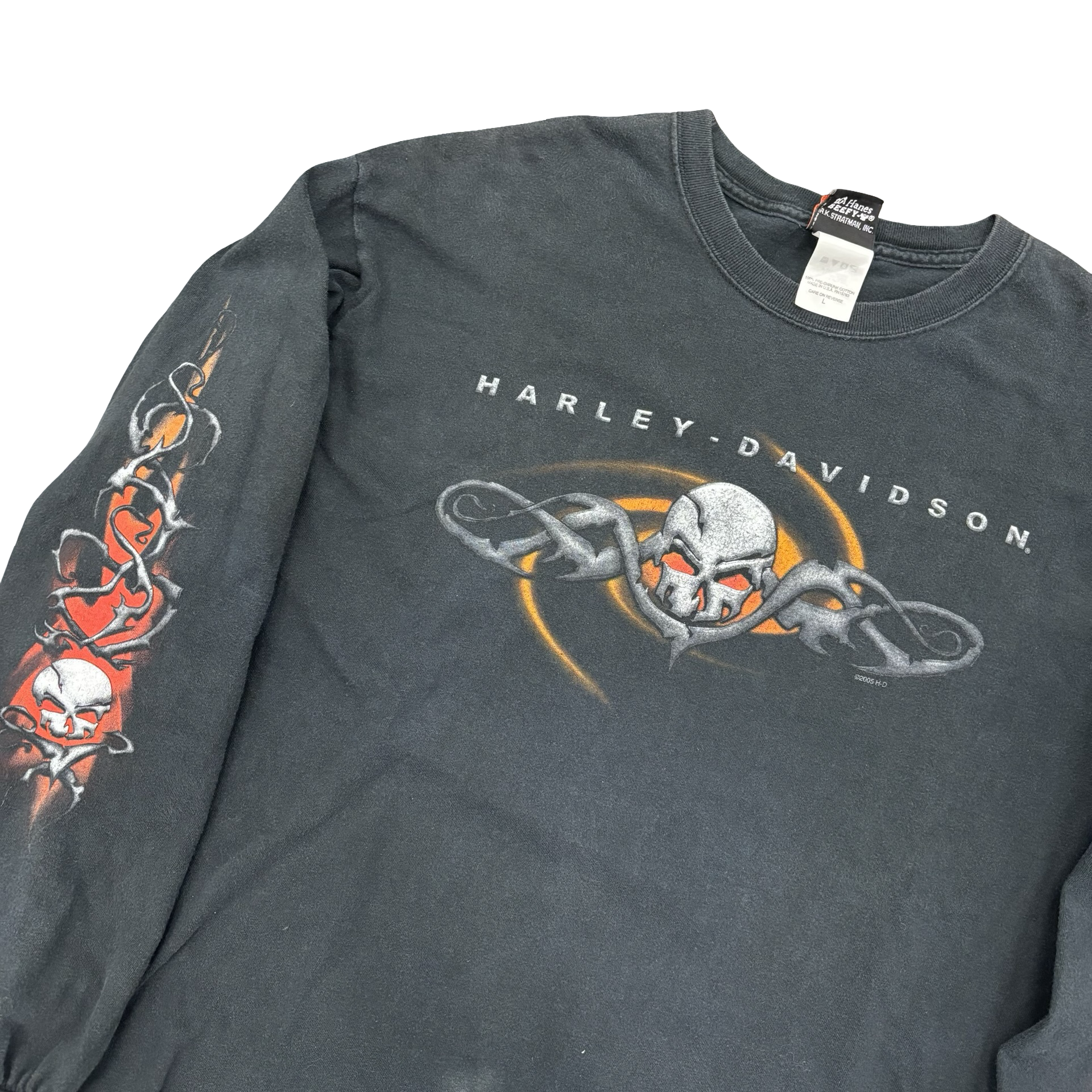 Y2K Harley Skull & Thorns Longsleeve Tee Size L