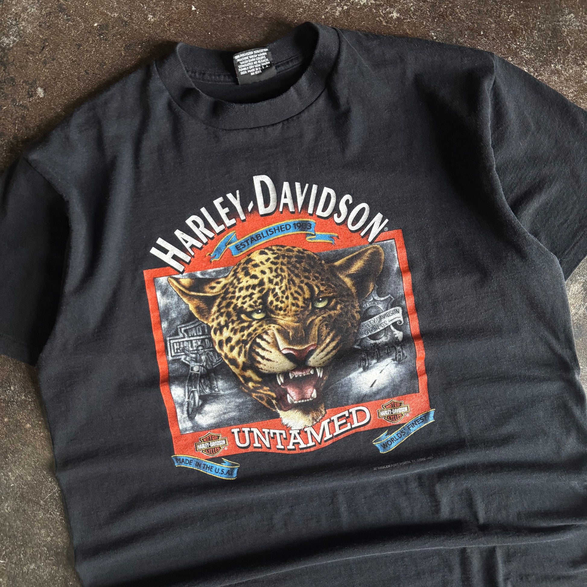 90’s Harley 3D Emblem Untamed Leopard Tee (XL)