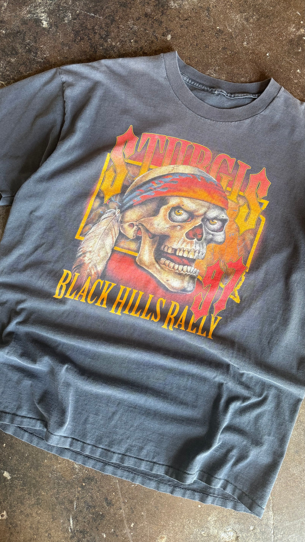 90’s Sun Faded Sturgis Flame Skull Tee (XXL)
