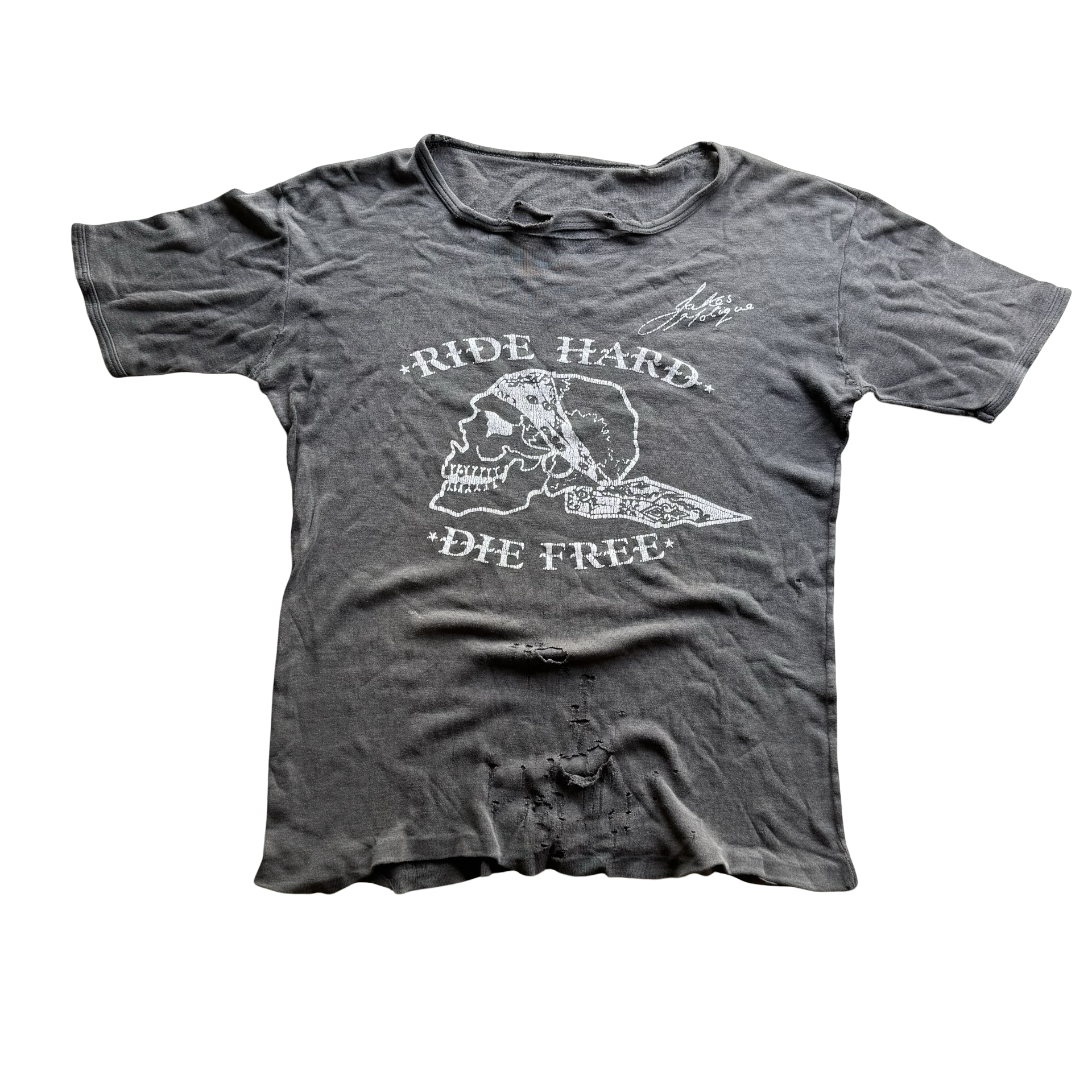 80’s Ride Hard Die Free England Distressed Tee Size M