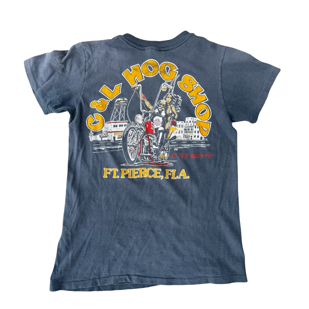 80’s Harley Smoke ‘Em Skull Pile Tee Sun Faded Size S