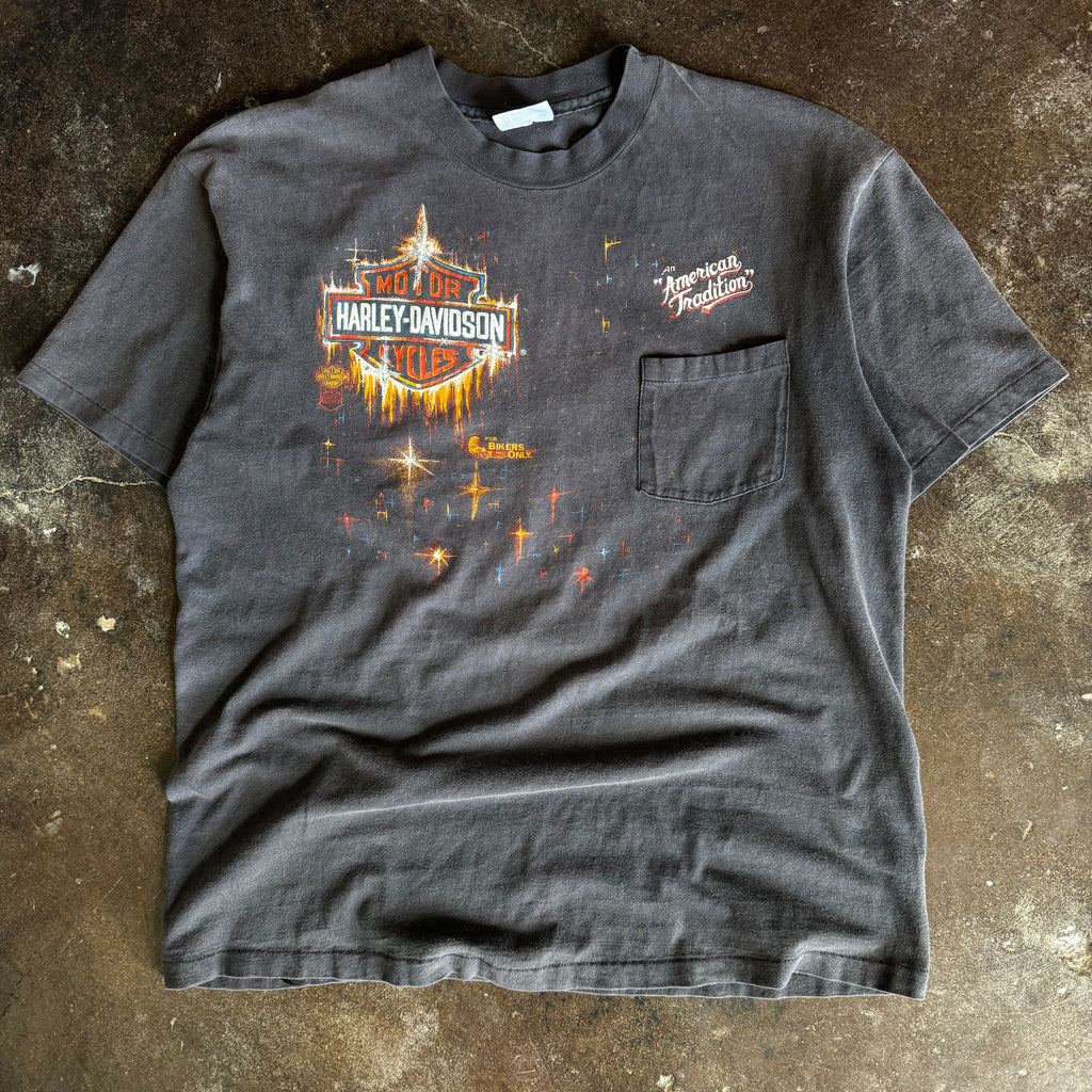 80’s Harley Shining Shield Sun Faded Pocket Tee (XL)