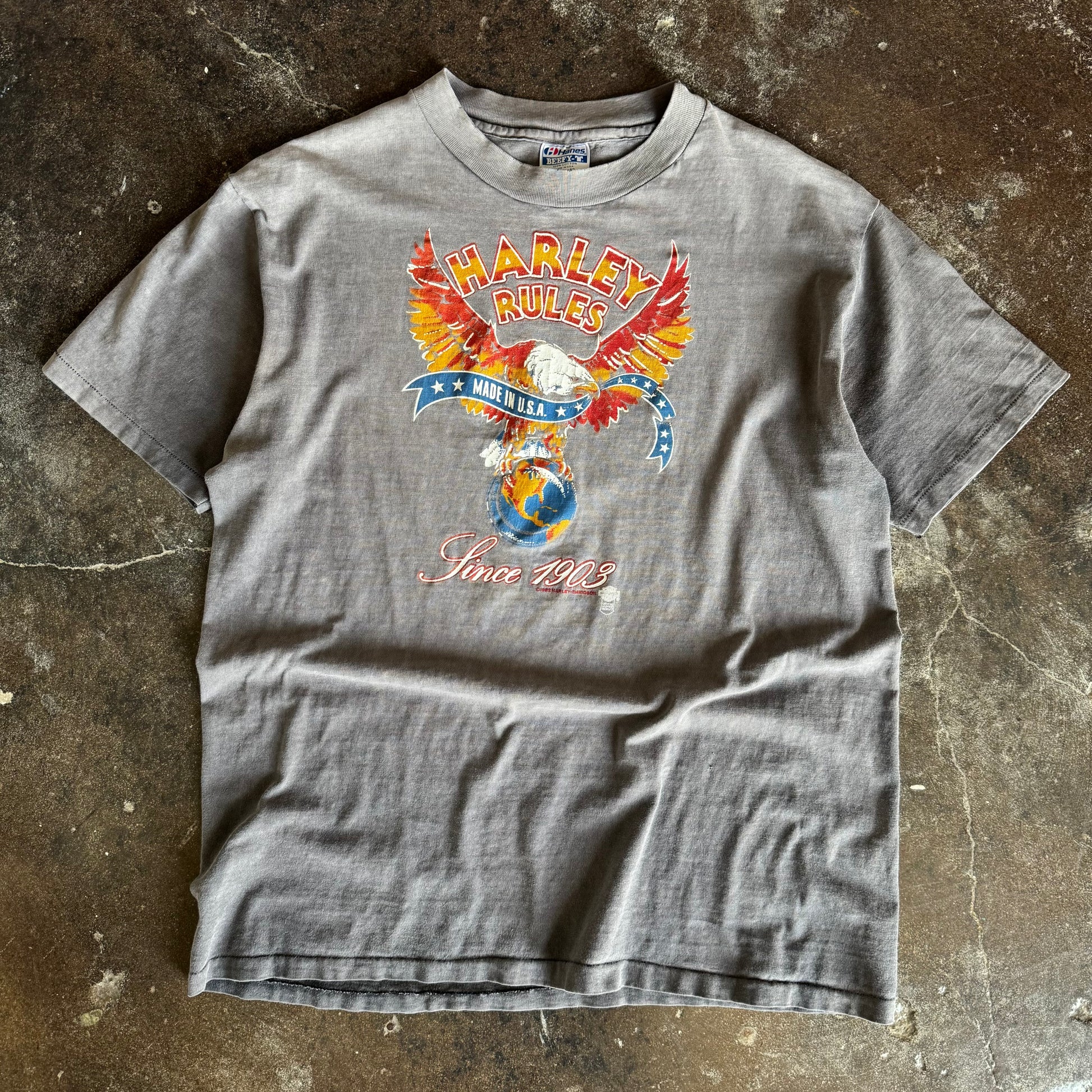 80’s Harley Rules Sun Faded Eagle Tee (XL)