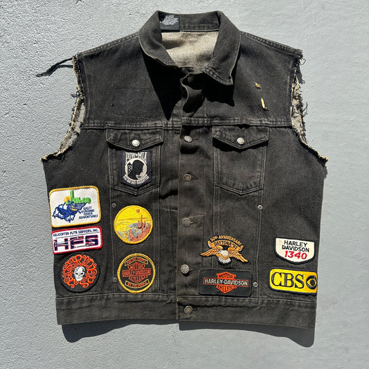 80s Harley Denim Cut-Off Jacket With Patches (Field-Tested)