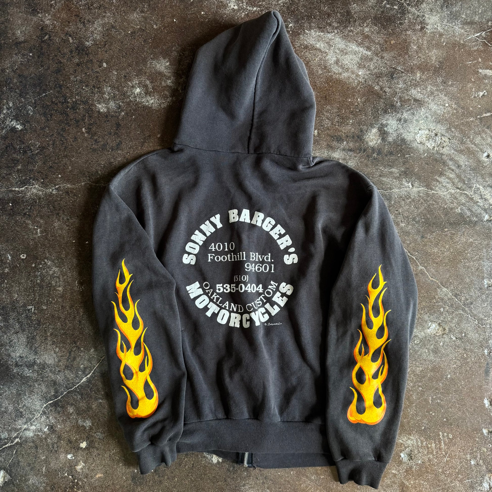 90’s Sonny Barger Motorcycles Zip Up Flame Hoodie (XL)