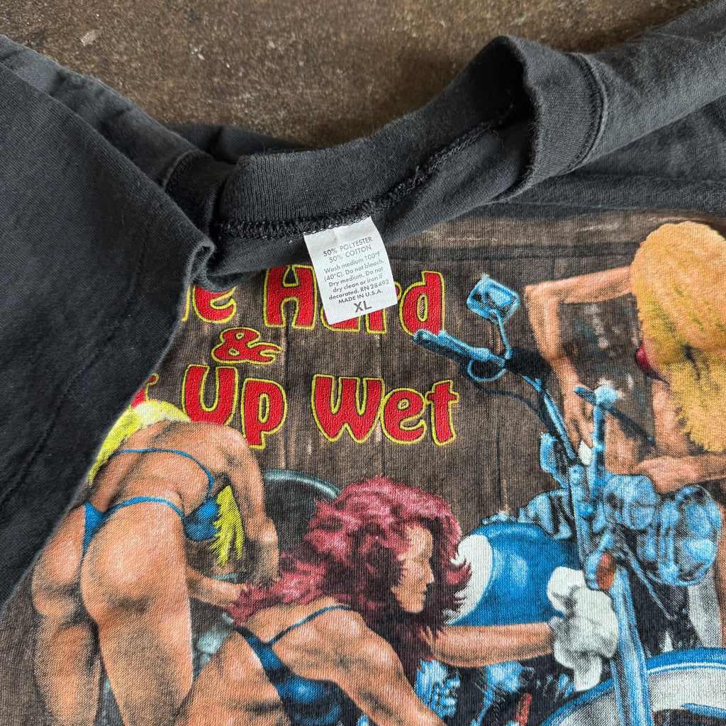 90’s Biker “Rode Hard & Put Up Wet” Tee (XL)