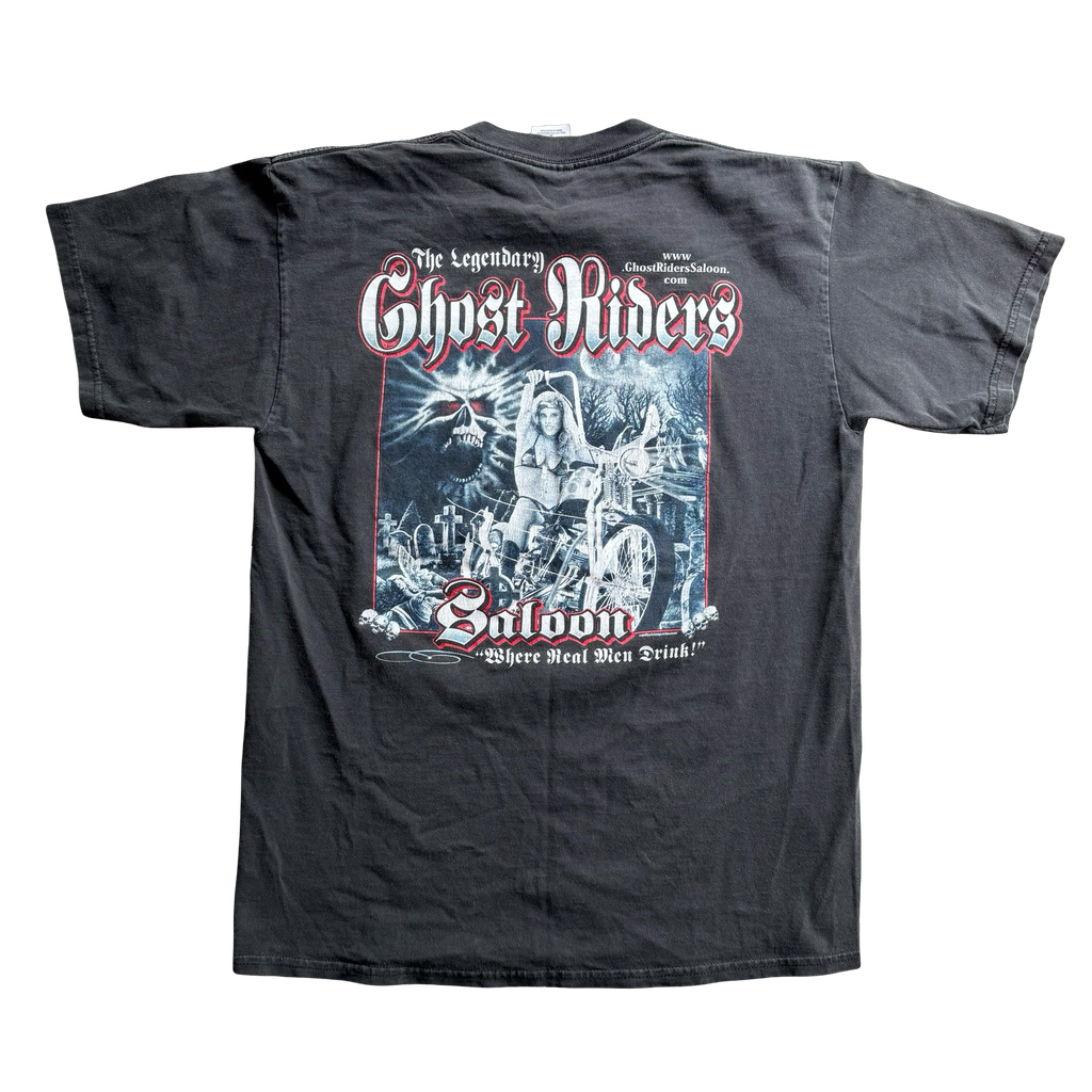 Y2K Ghost Riders Pocket Tee Biker Saloon Size M