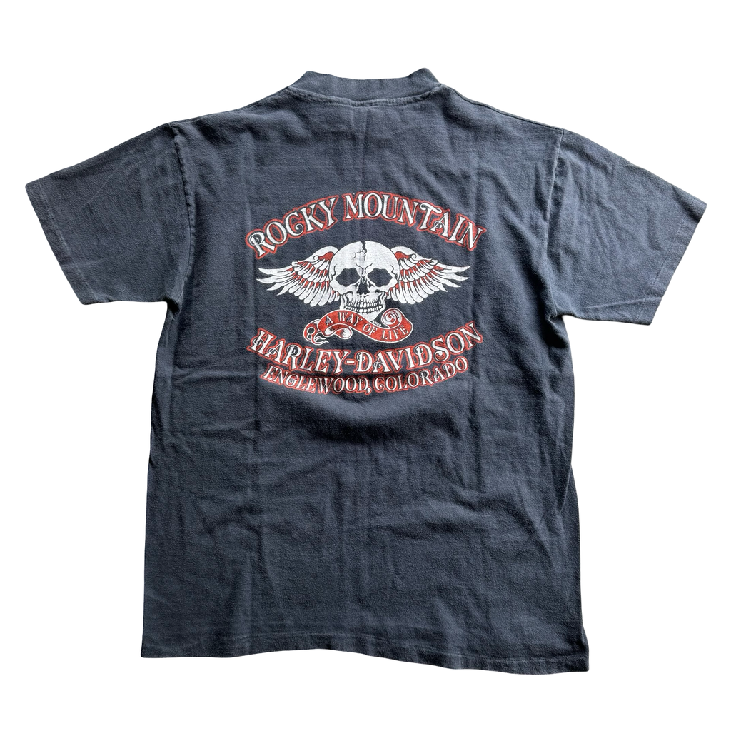 80’s Harley Established Emblem Rocky Mountain Skull Tee Size L