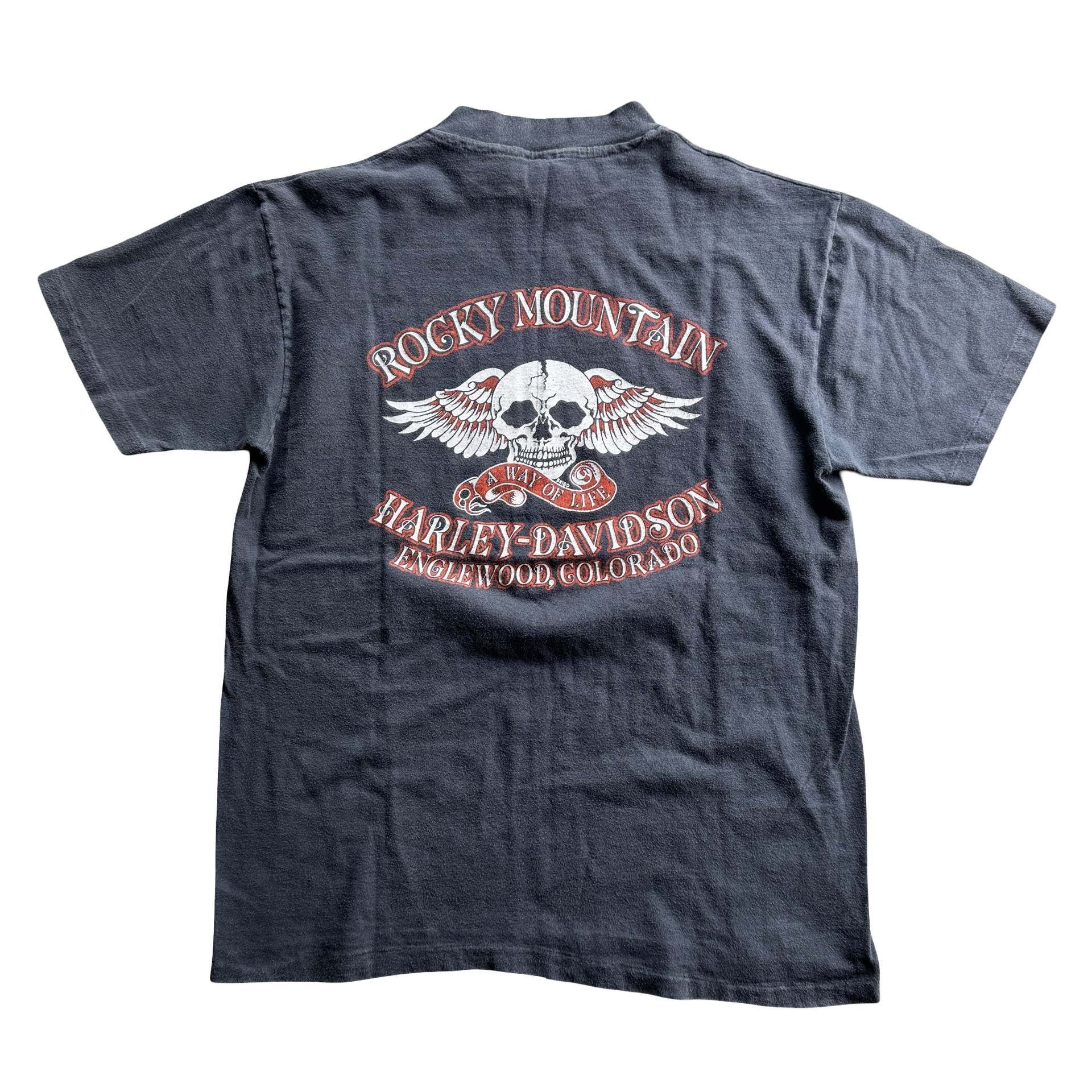 80’s Harley Established Emblem Rocky Mountain Skull Tee Size L