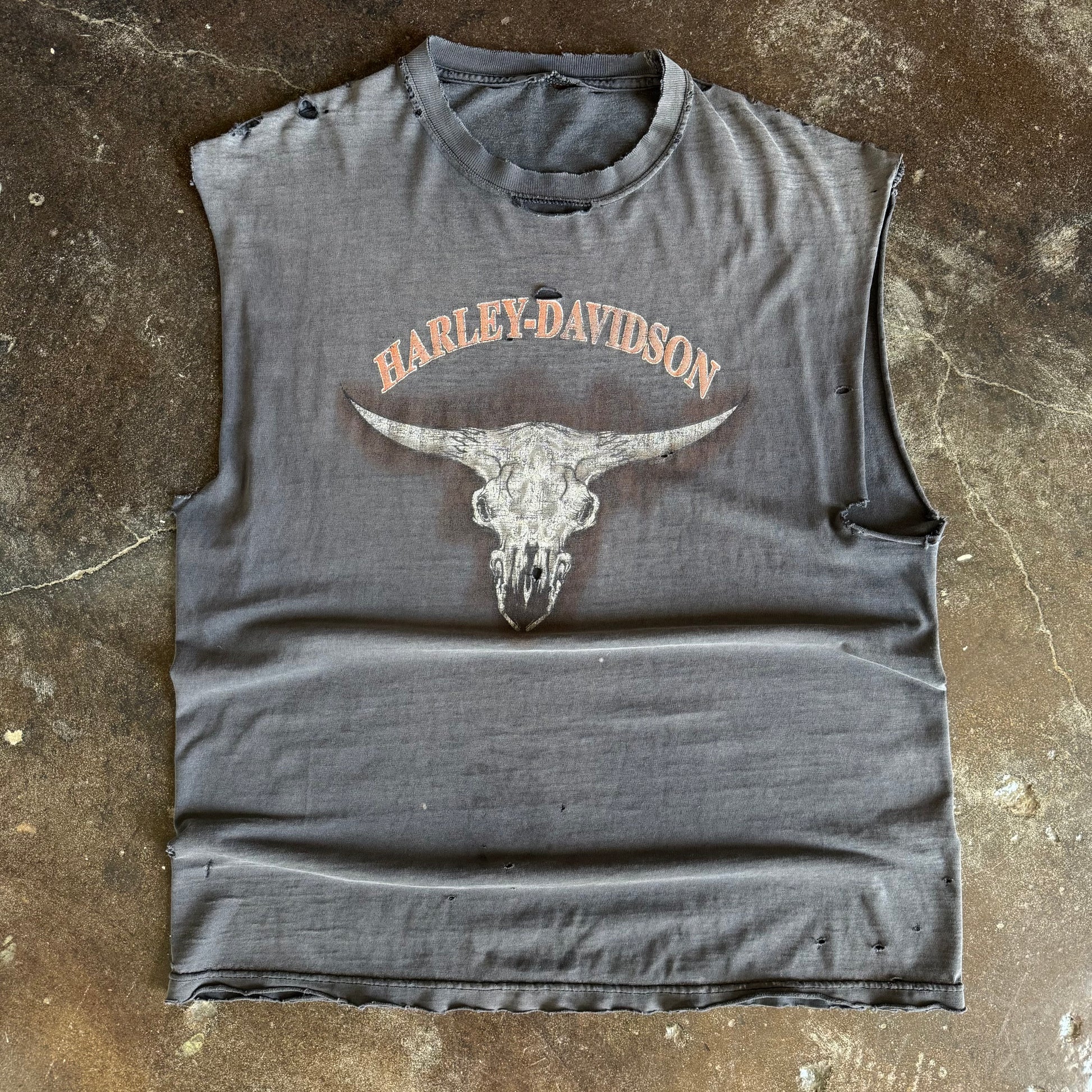 Y2K Sun Faded Harley Texas Longhorn Cutoff Tee (XL)