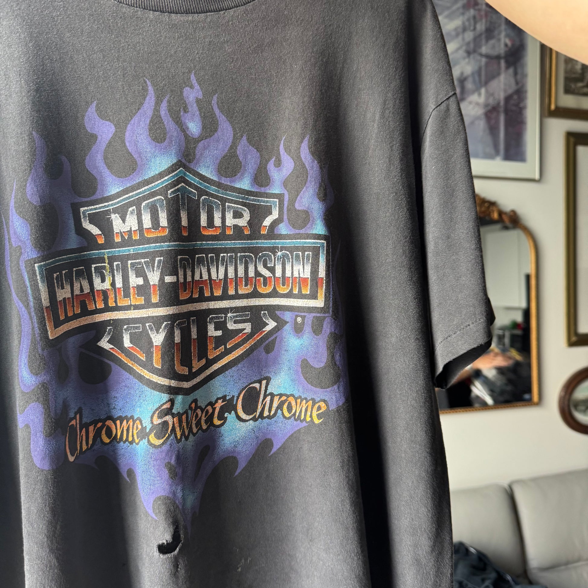 90’s Harley Chrome Sweet Chrome Sun Faded Tee Size XL