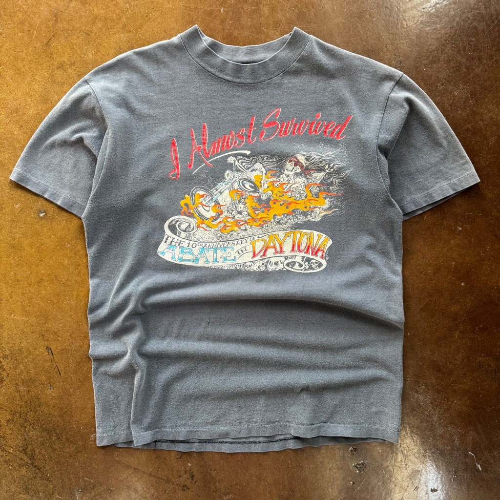 80’s Sun Faded ABATE Flame Skull Tee (L)