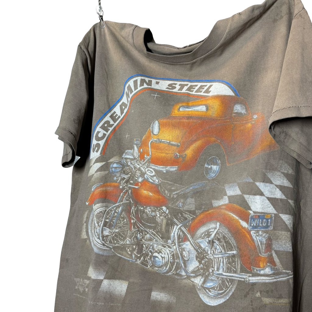 90’s American Biker Sun Faded “Screamin’ Steel” Tee Size L