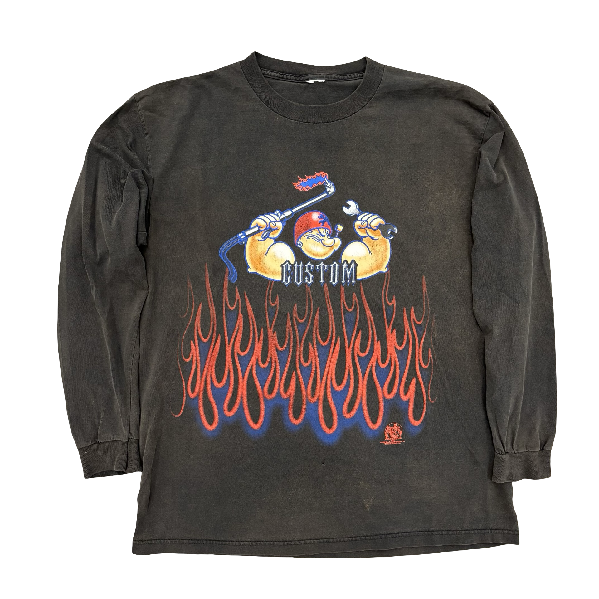 90’s Custom Cycles Popeye Flame Longsleeve Tee Size XL