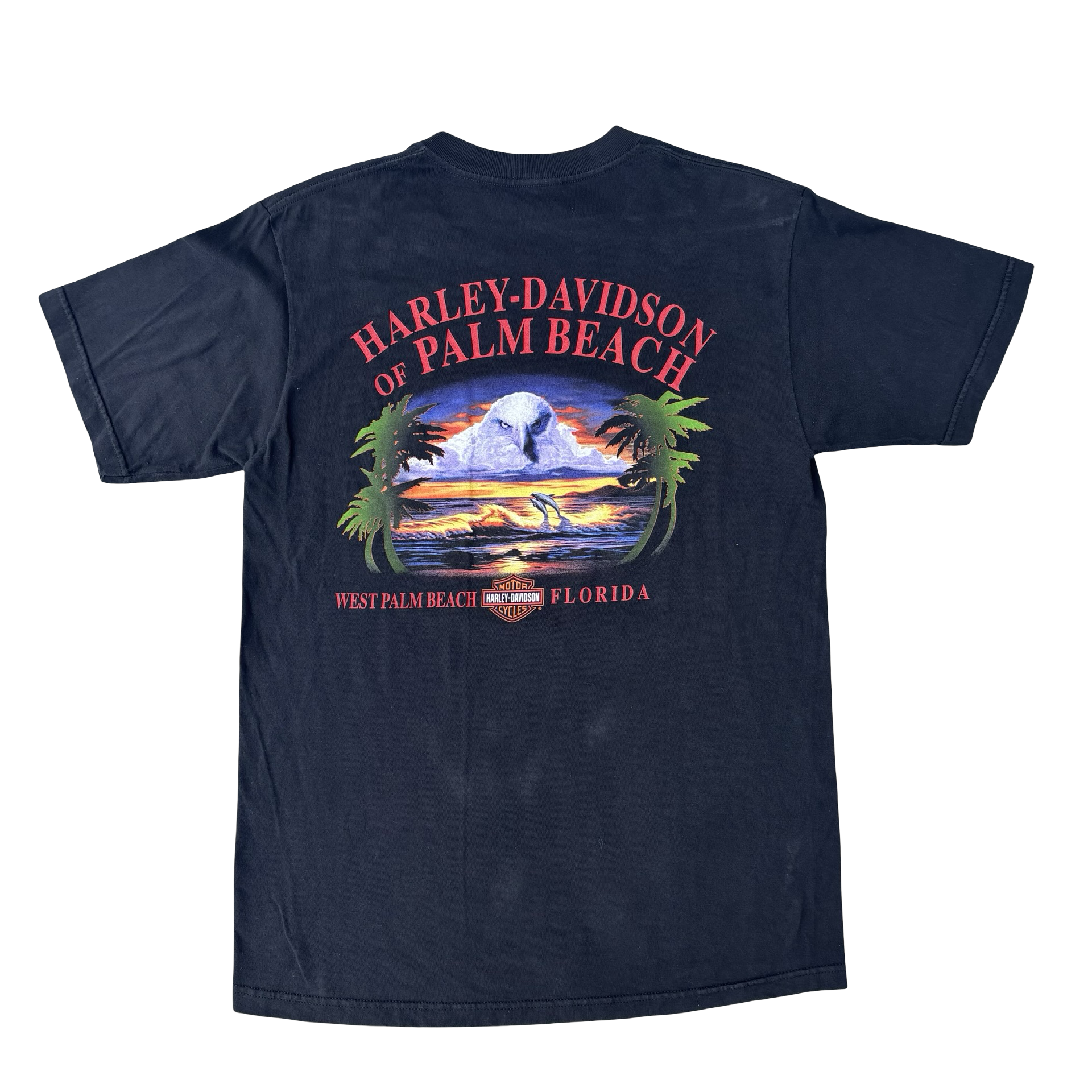 Y2K Harley Flaming Crest Palm Beach Dealer Tee Size M