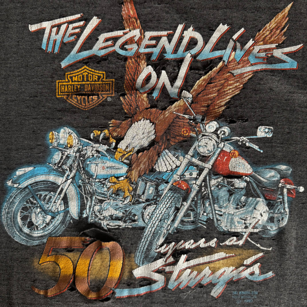90’s Harley 3D Emblem Thrashed Tee (L)
