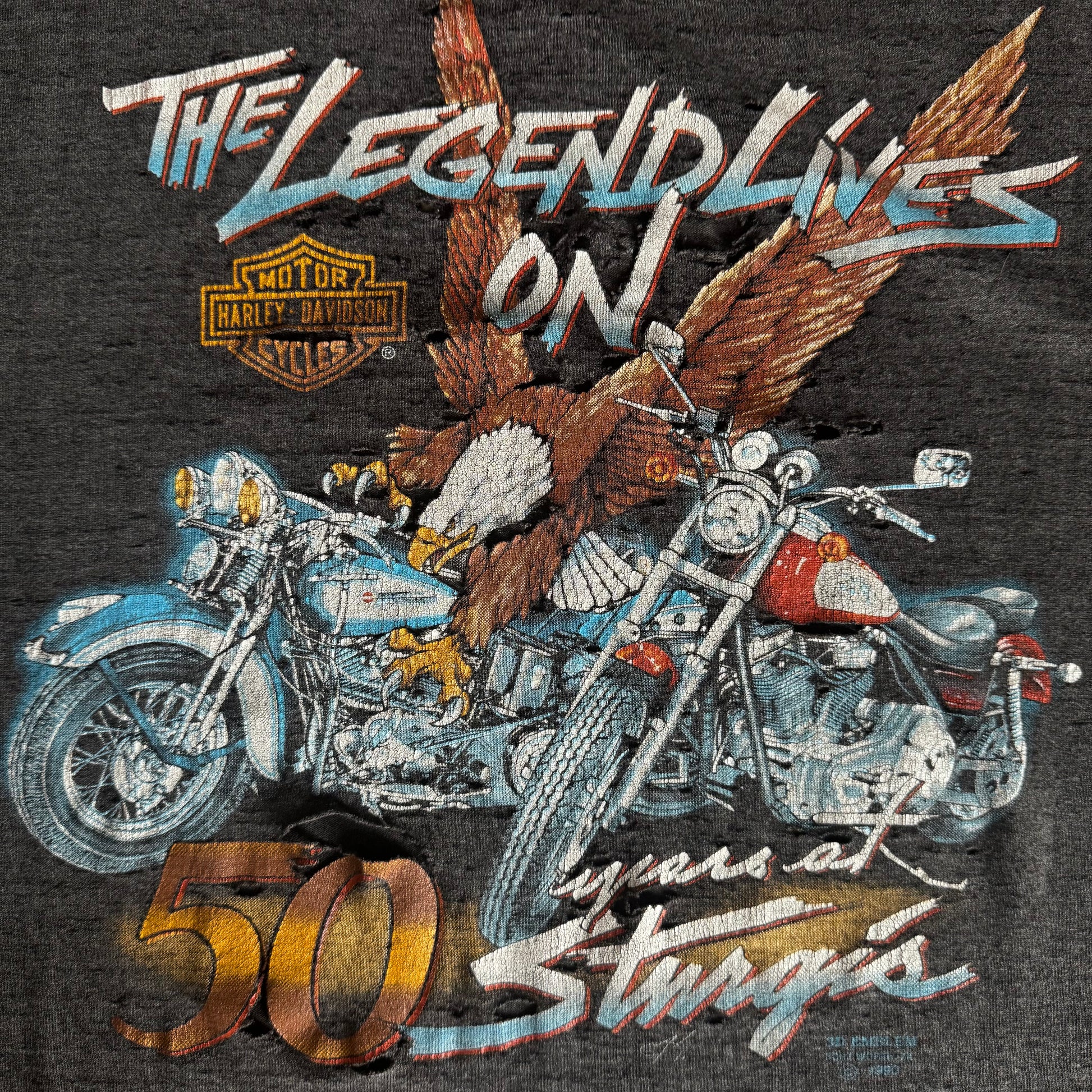 90’s Harley 3D Emblem Thrashed Tee (L)