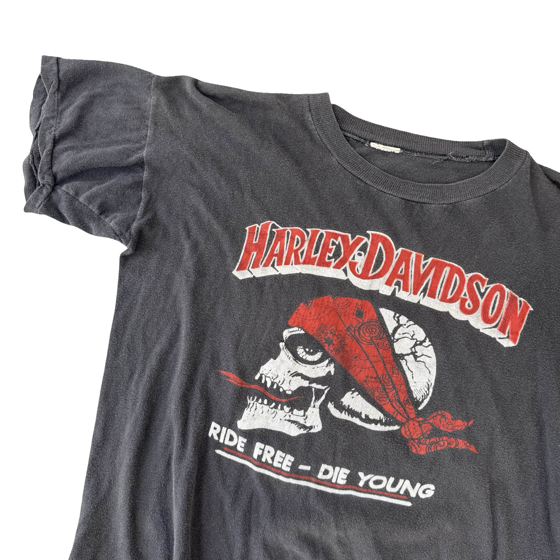 Harley Davidson “Ride Free - Die Young” Bandana Skull Tee Size M