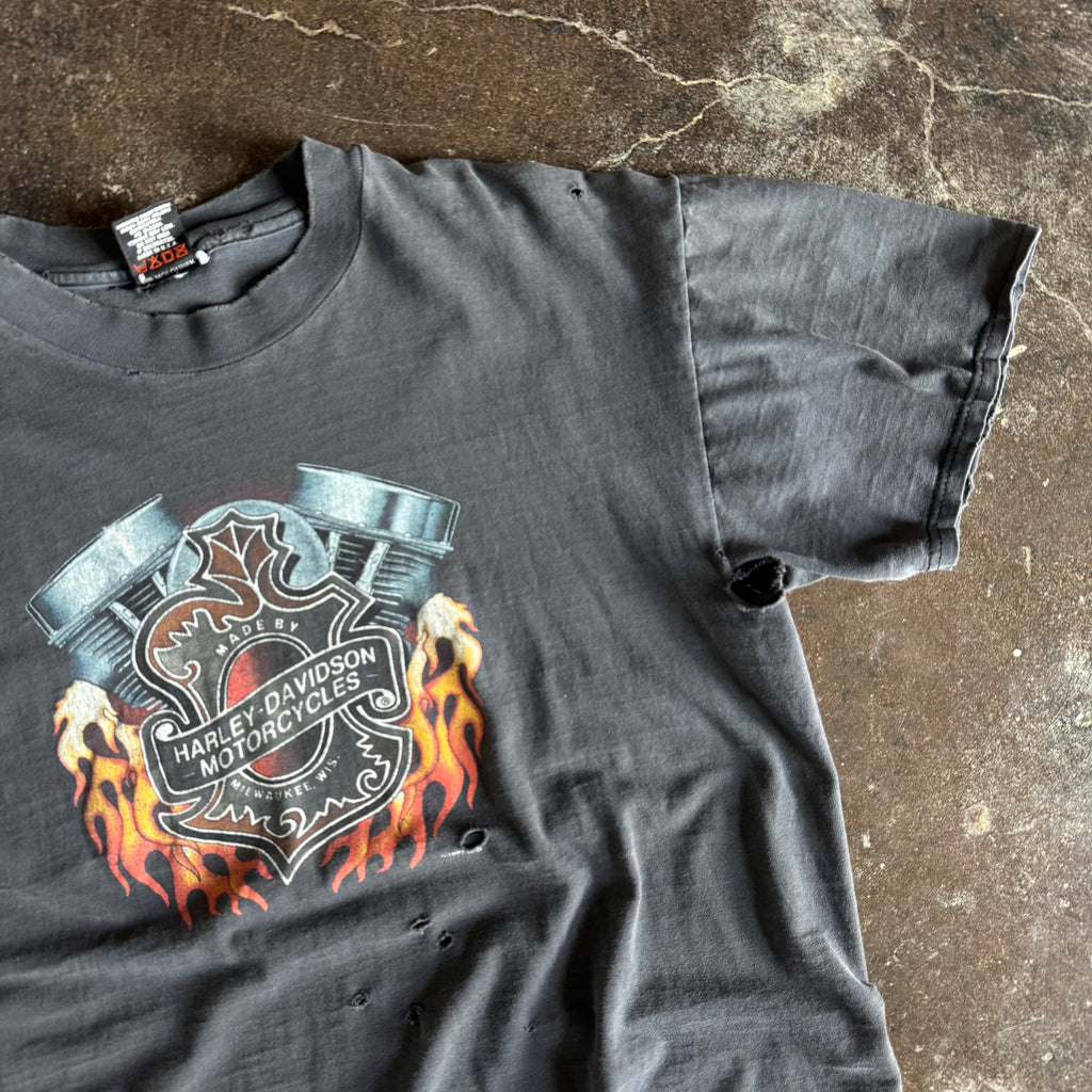90’s Harley Sun Faded Flame Emblem Tee (L)