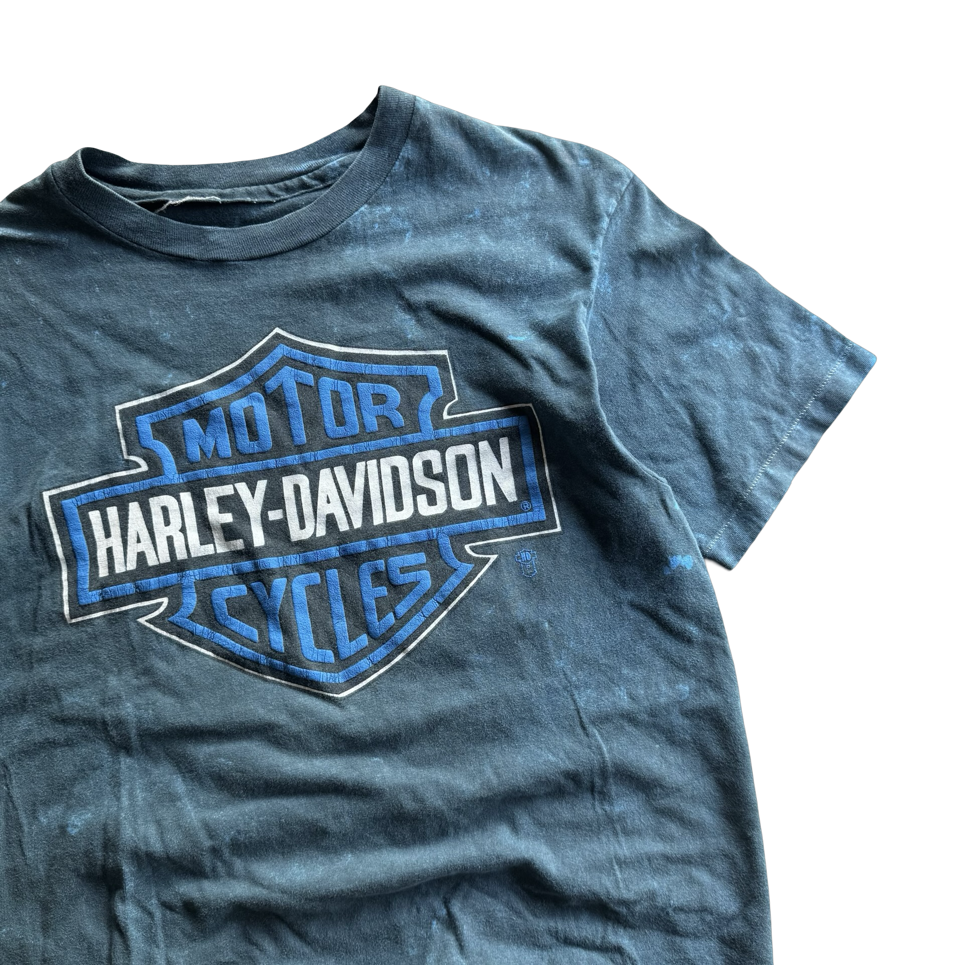 90’s Harley Blue Shield Acid Wash Tee Size L