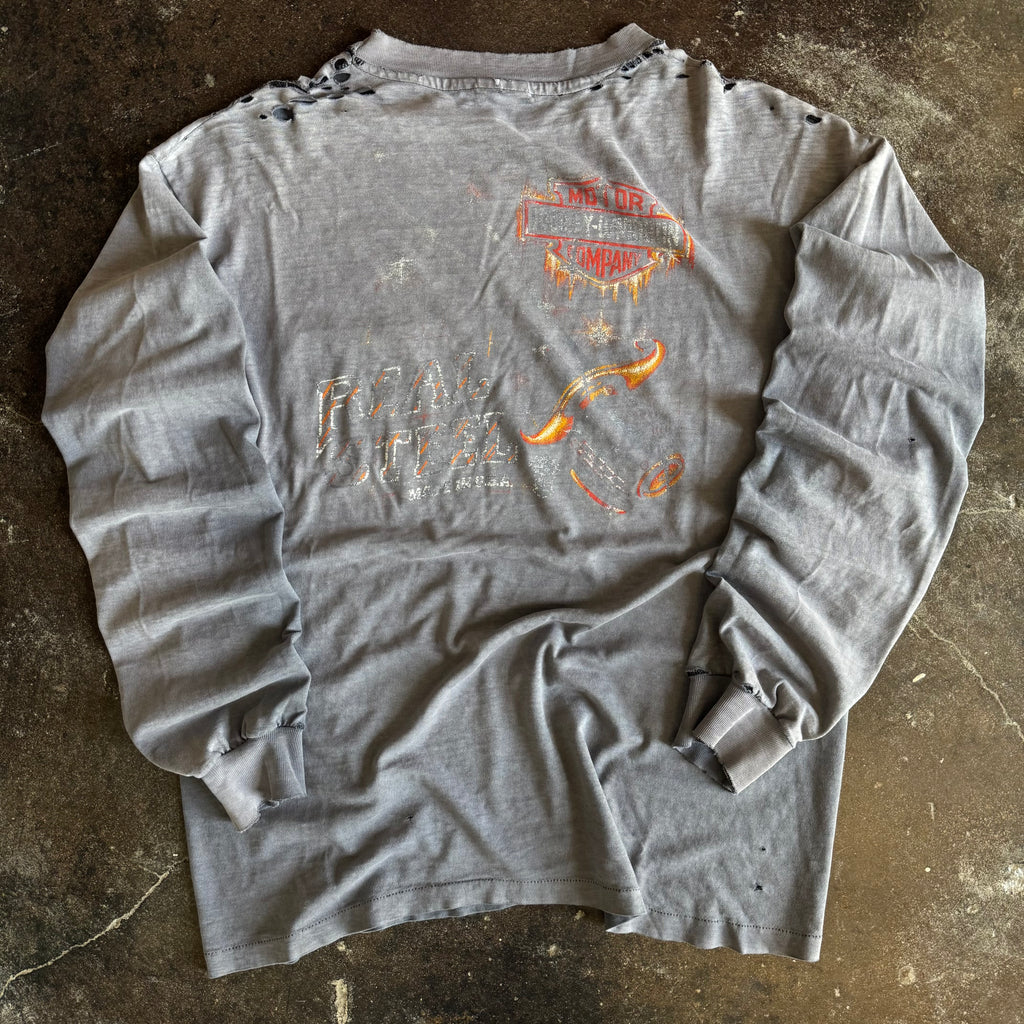 Vintage 1980s Harley-Davidson Real Steel faded and thrashed longsleeve t-shirt
