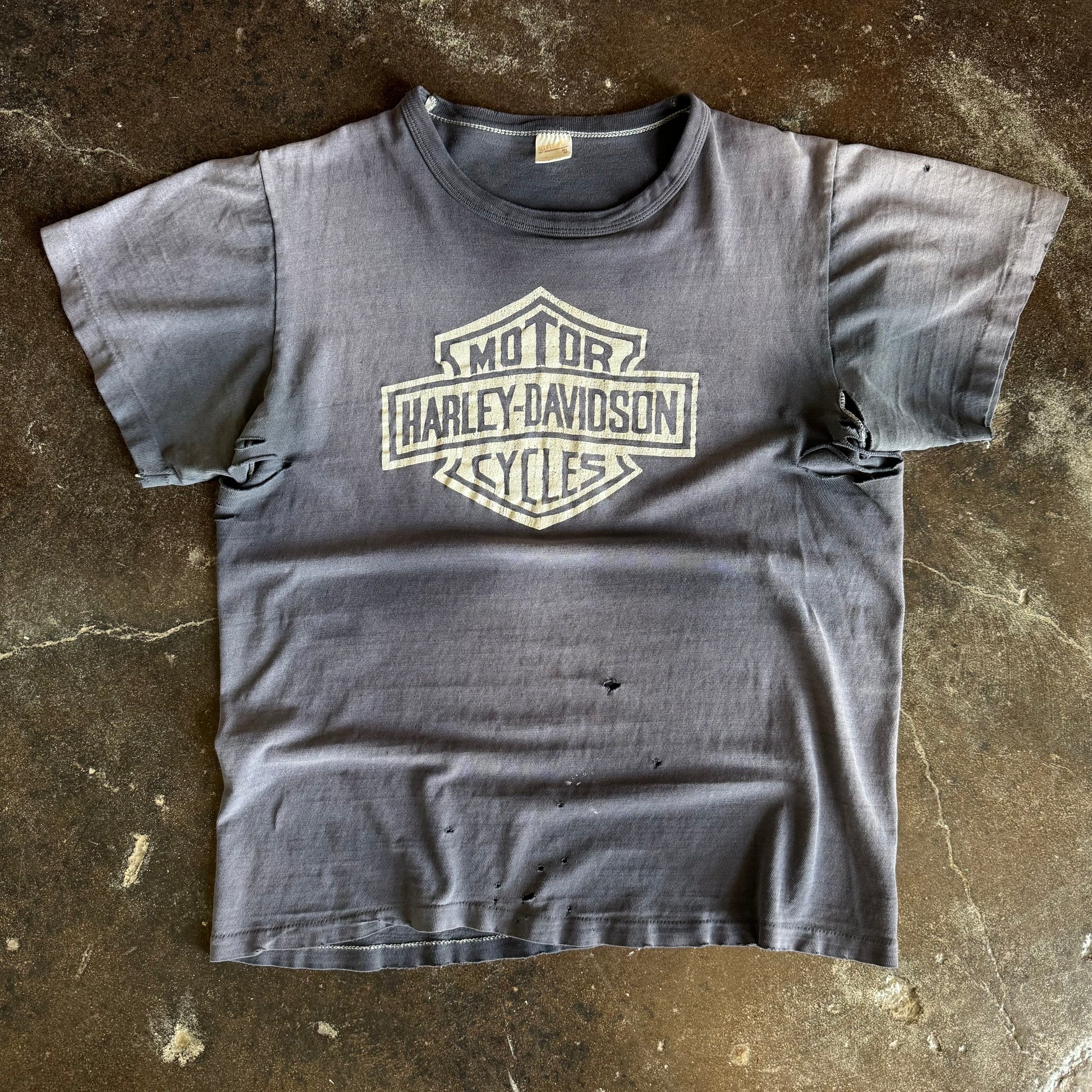 80’s Harley White Emblem Sun Faded Tee (L)
