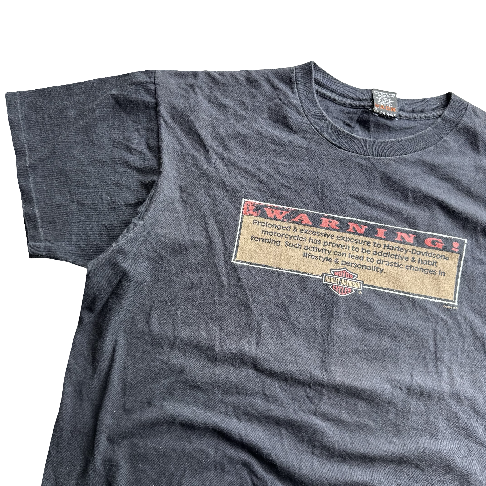 90’s Harley Warning Sign Word Tee Size XL