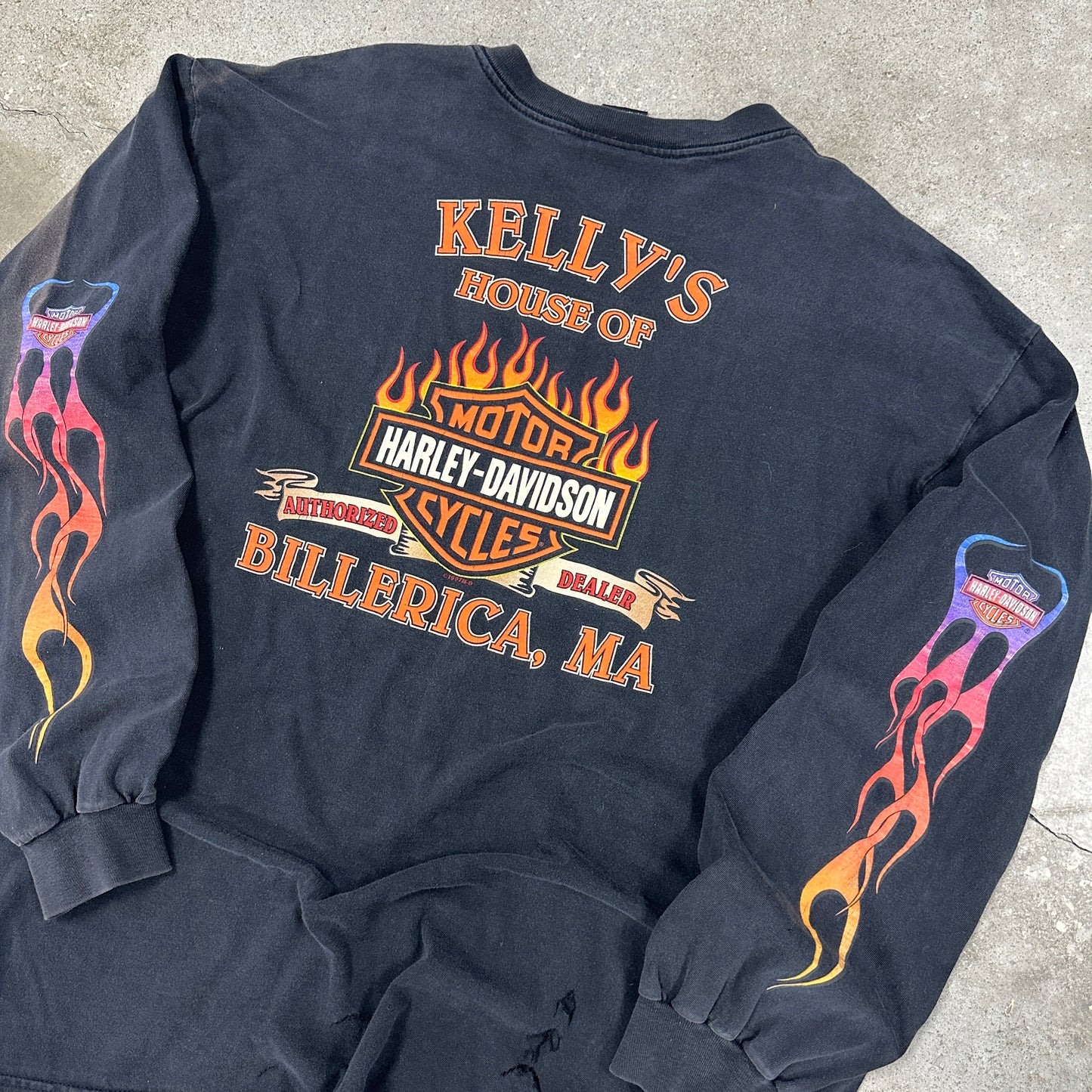 Harley Rainbow Flames Thrashed Longsleeve Shirt