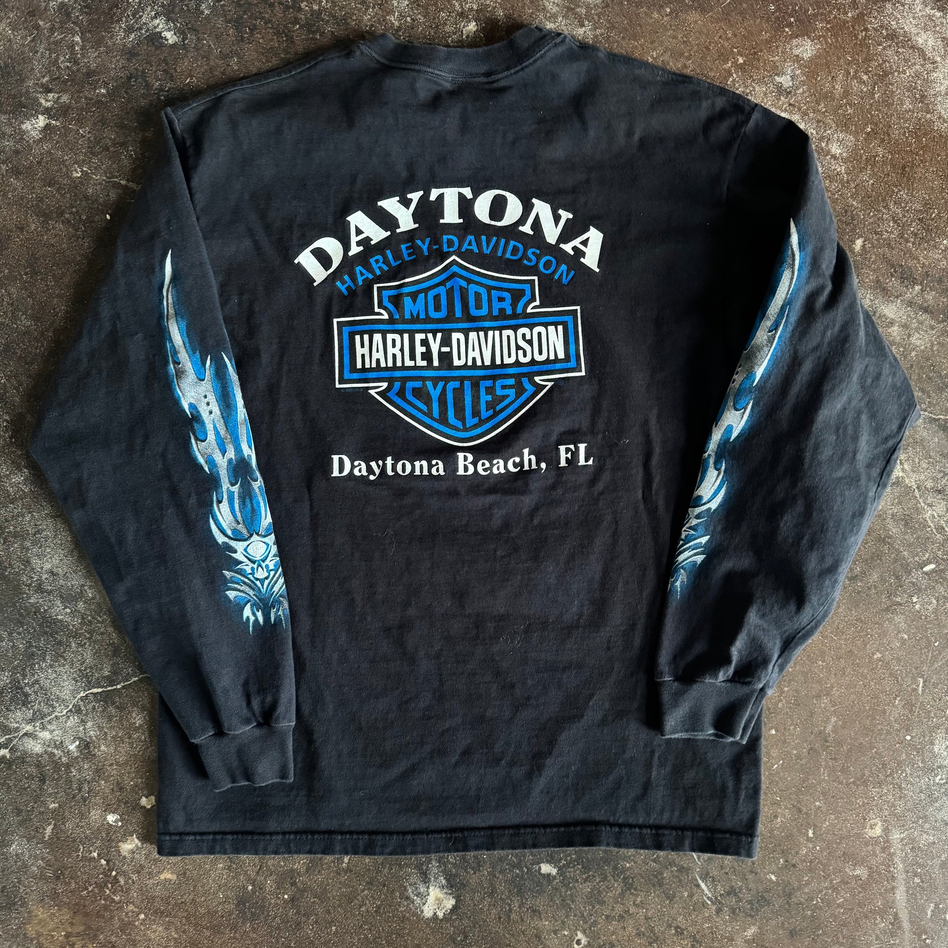 Y2K Harley Flaming Razors Daytona Longsleeve (L)