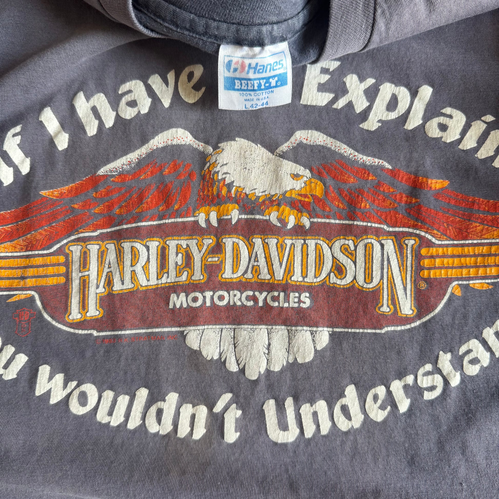 80’s Harley “If I Have To Explain” Sun Faded Tee (L)