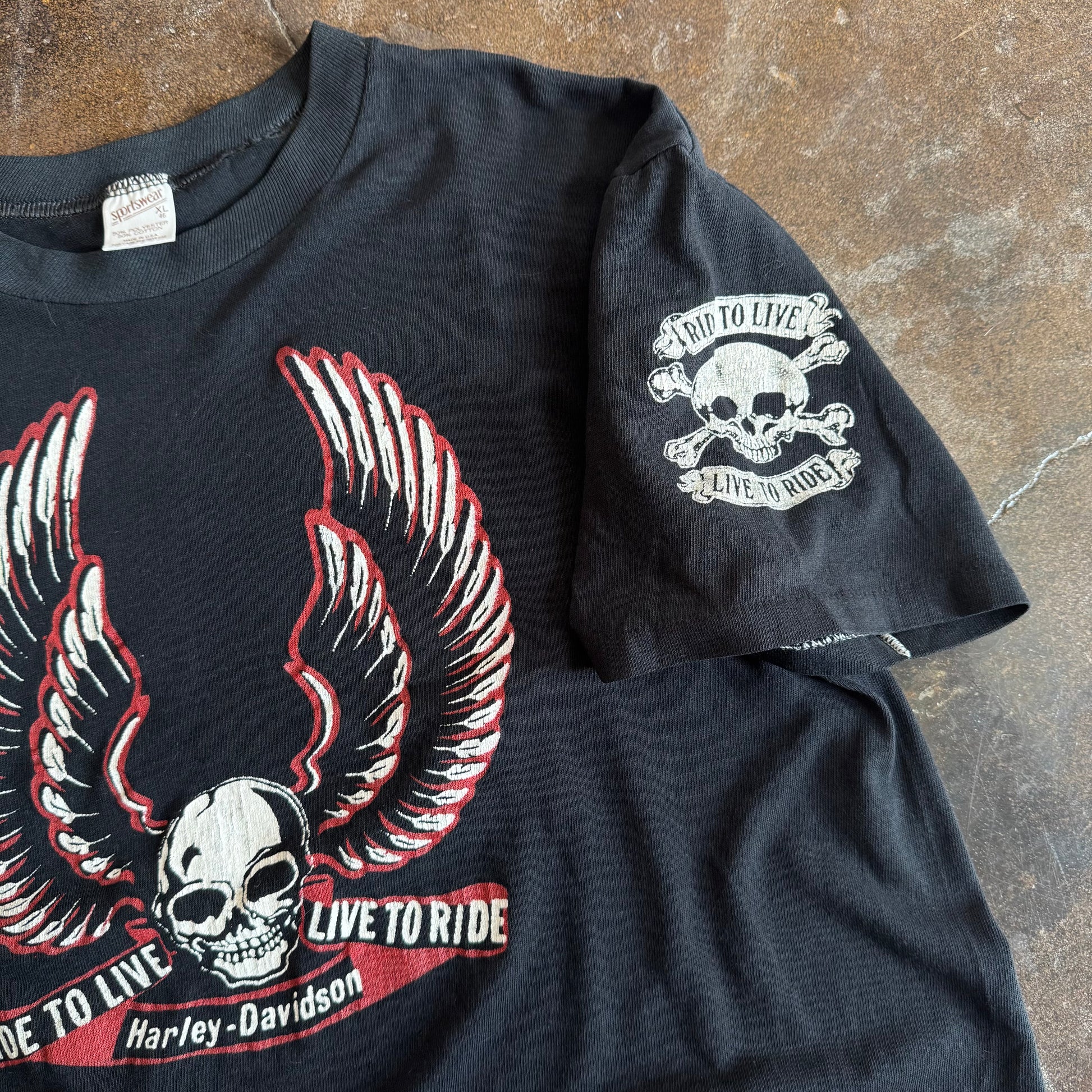 80’s Harley Wing Skull Ride to Live Tee (L)