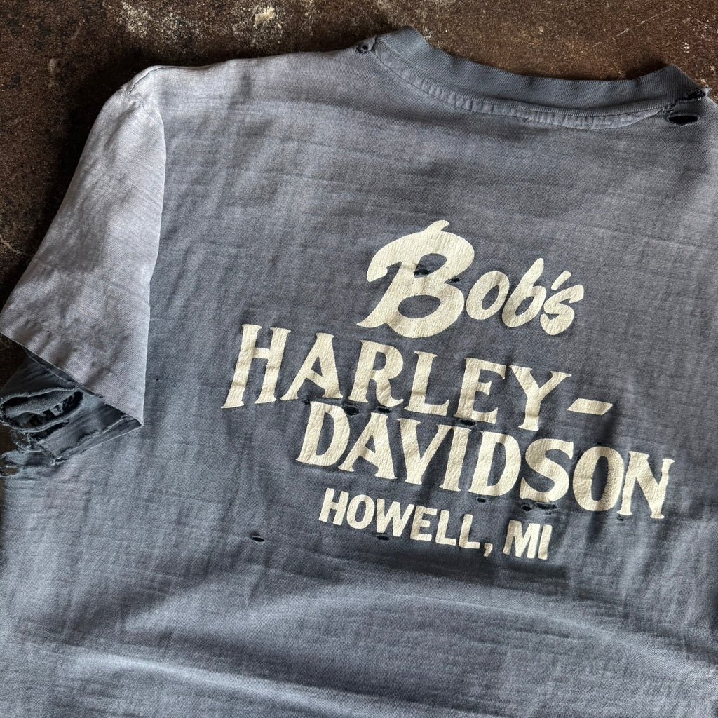Tag detail on vintage 1978 Harley-Davidson 75 Years anniversary thrashed tee