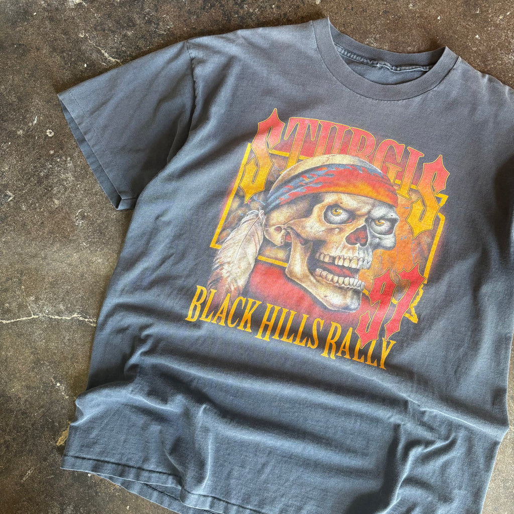 90’s Sun Faded Sturgis Flame Skull Tee (XXL)
