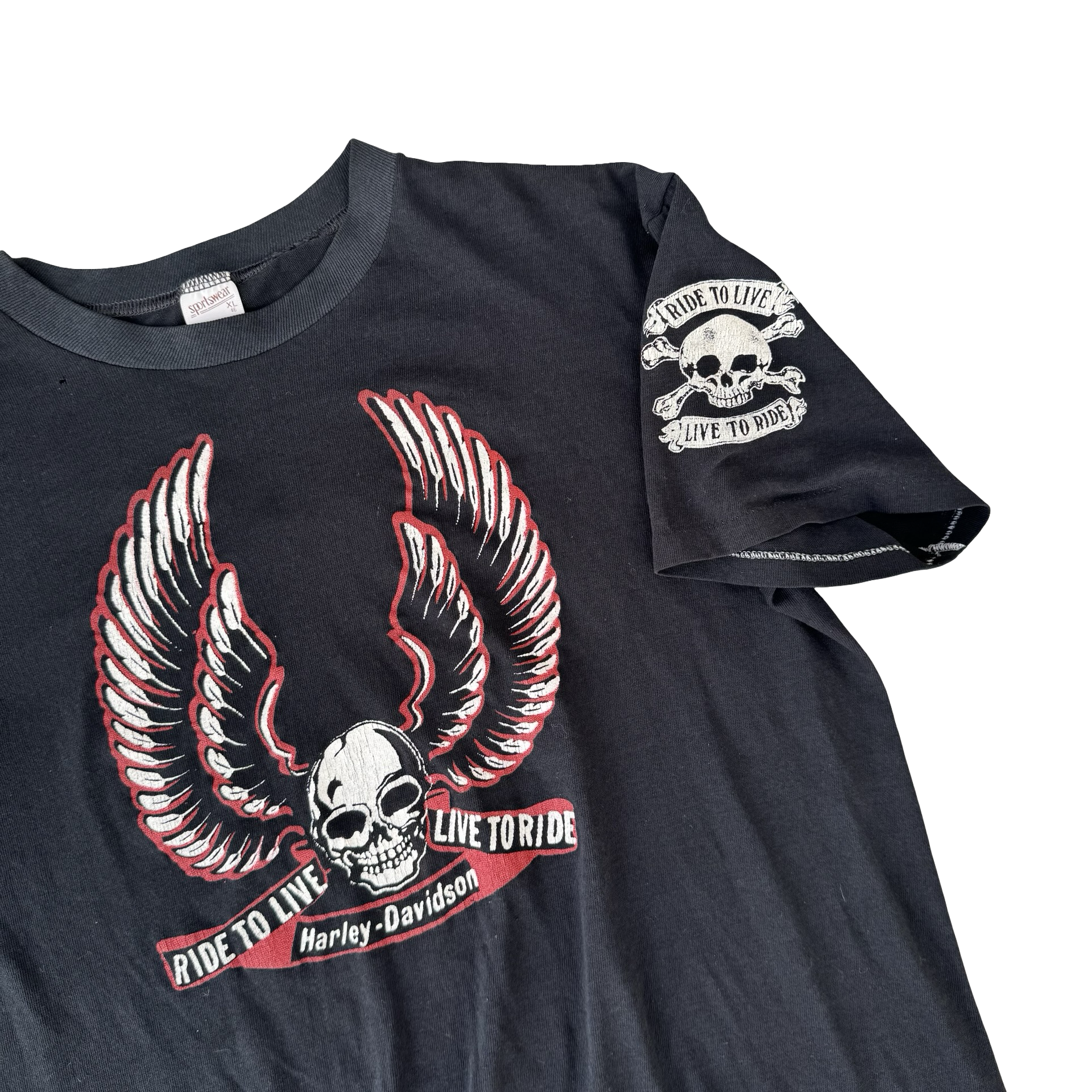 80’s Harley “Ride to Live” Winged Skull Tee Size L
