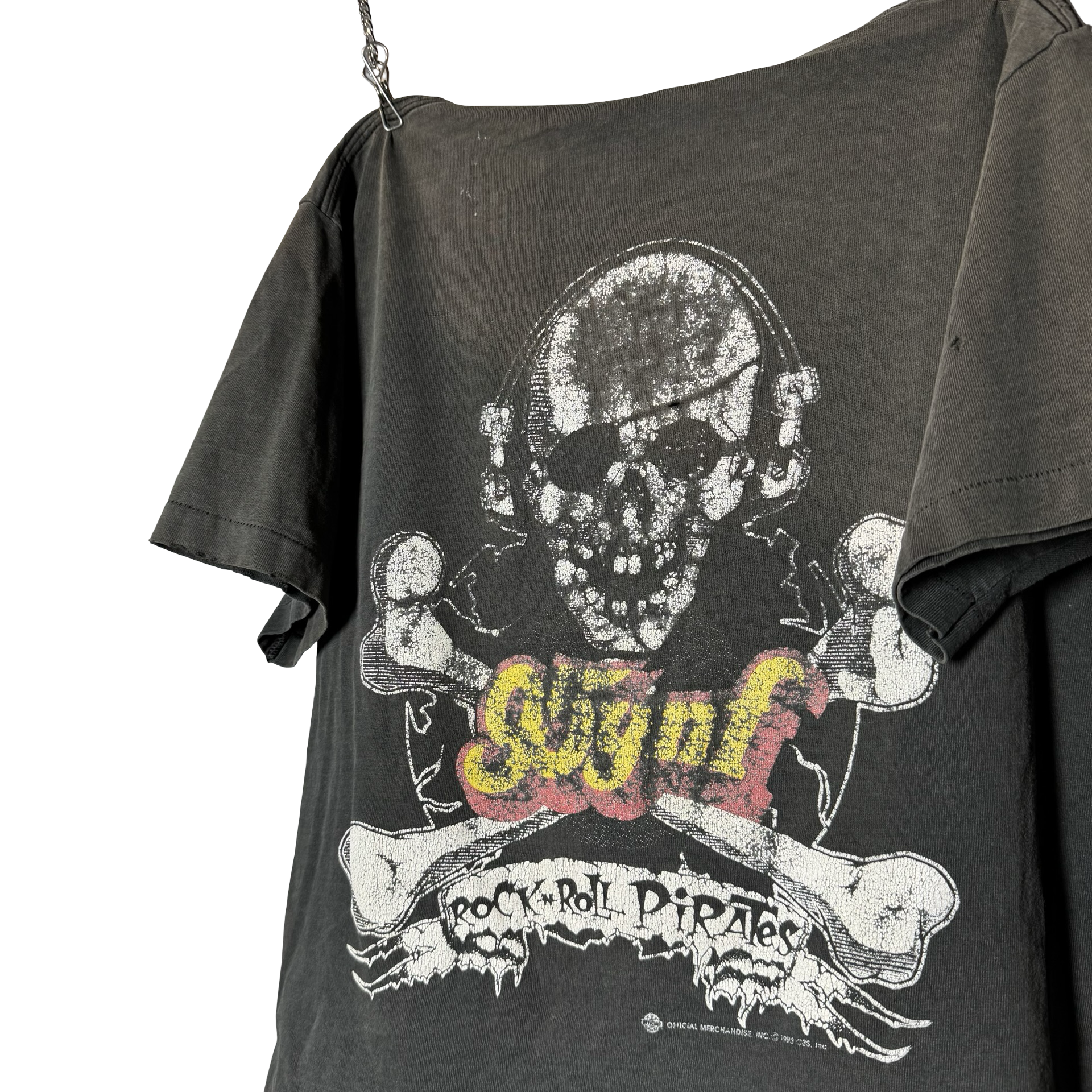 90’s Sun Faded Distressed Skeleton Rock Radio Tee Size M