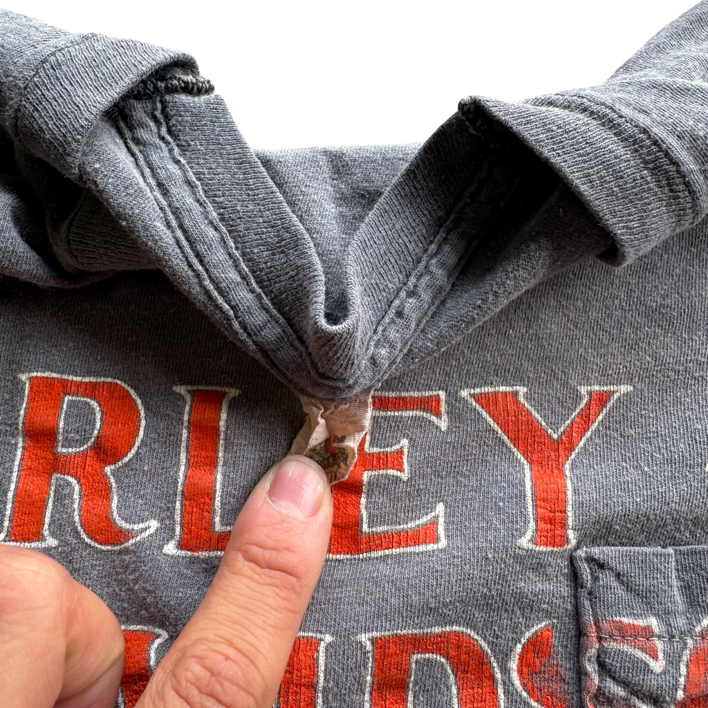 70’a Harley Keystone Spellout Sun Faded Pocket Tee Size L