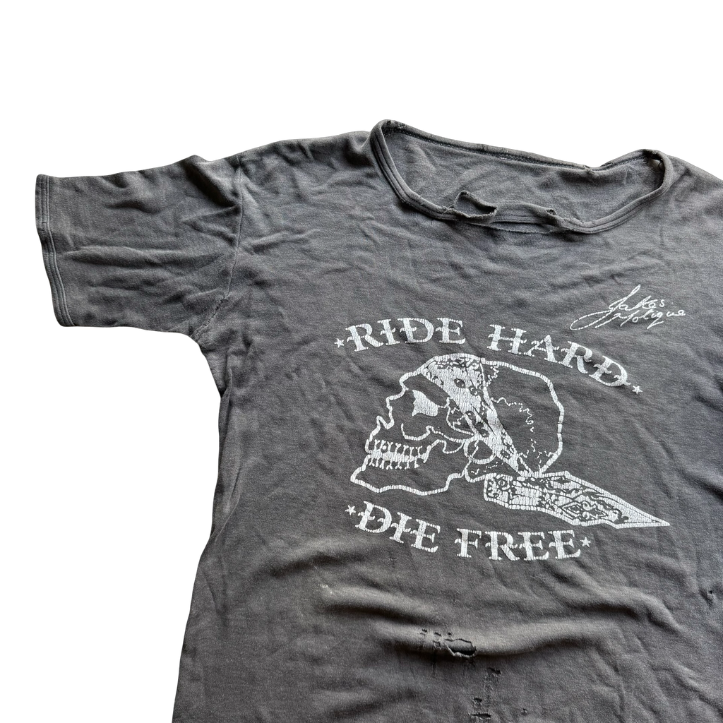 80’s Ride Hard Die Free England Distressed Tee Size M