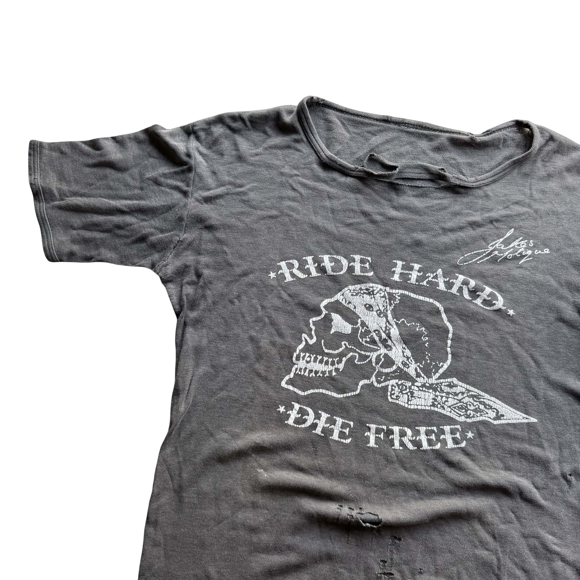 80’s Ride Hard Die Free England Distressed Tee Size M