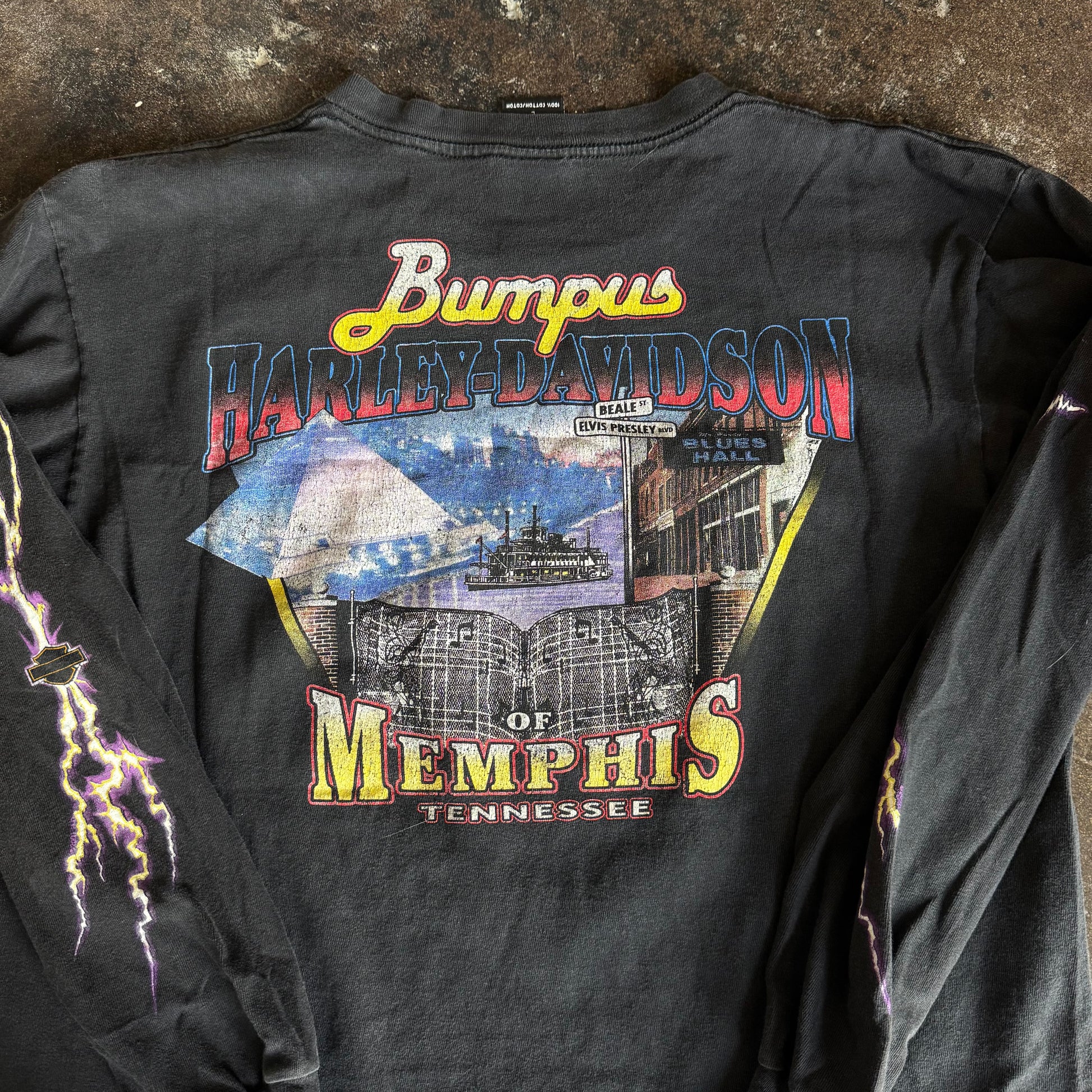 Y2K Harley Purple Lightning Eagle Longsleeve Tee (L)