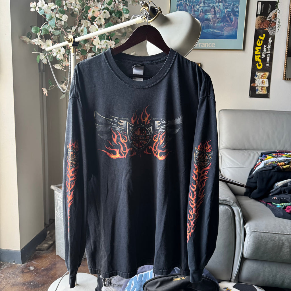 90’s Harley Davidson Flame Emblem Longsleeve Tee Size XL