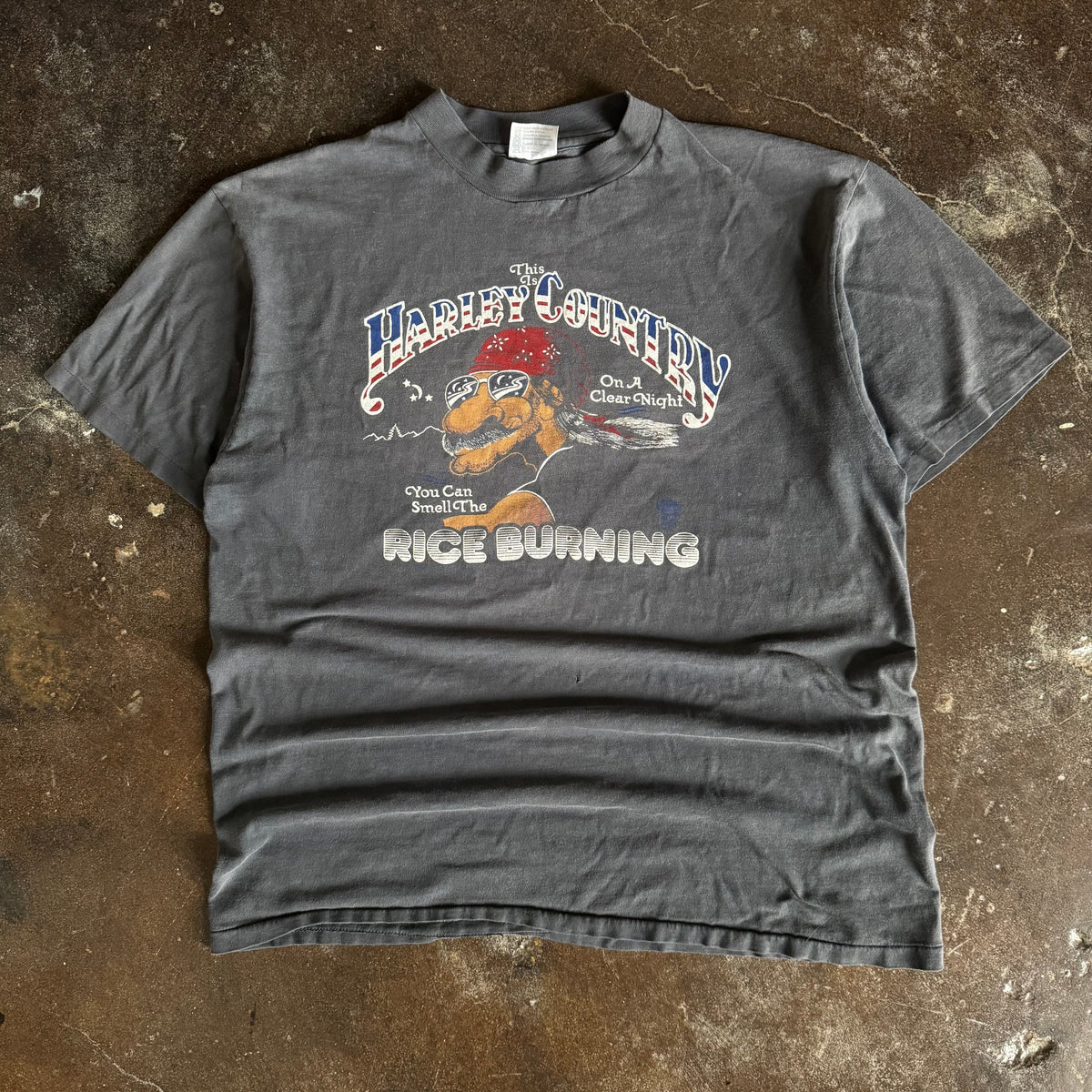80’s Harley Country Rice Burning Sun Faded Tee (XL)