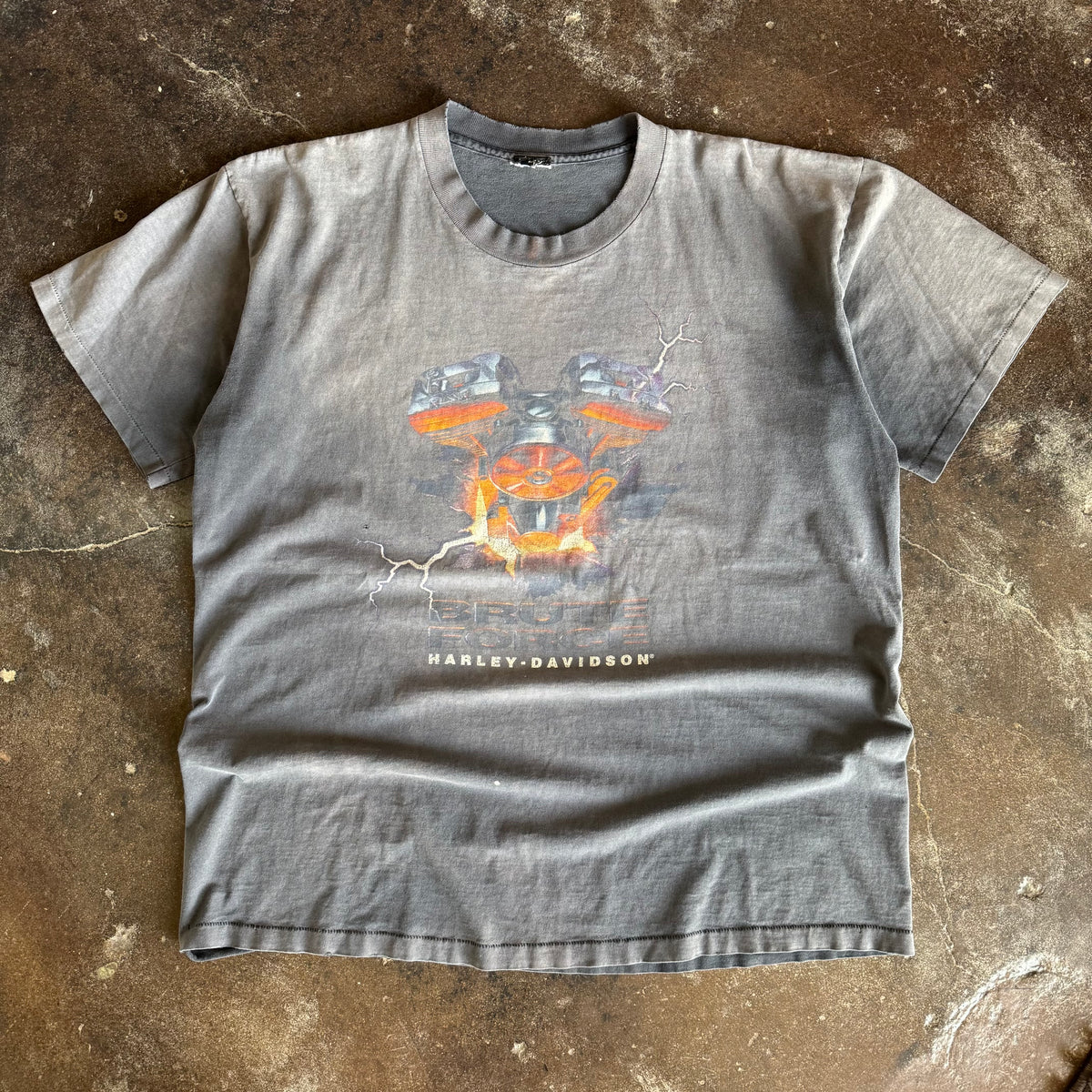 90’s Harley Brute Force Sun Faded Lightning Tee (XXL)