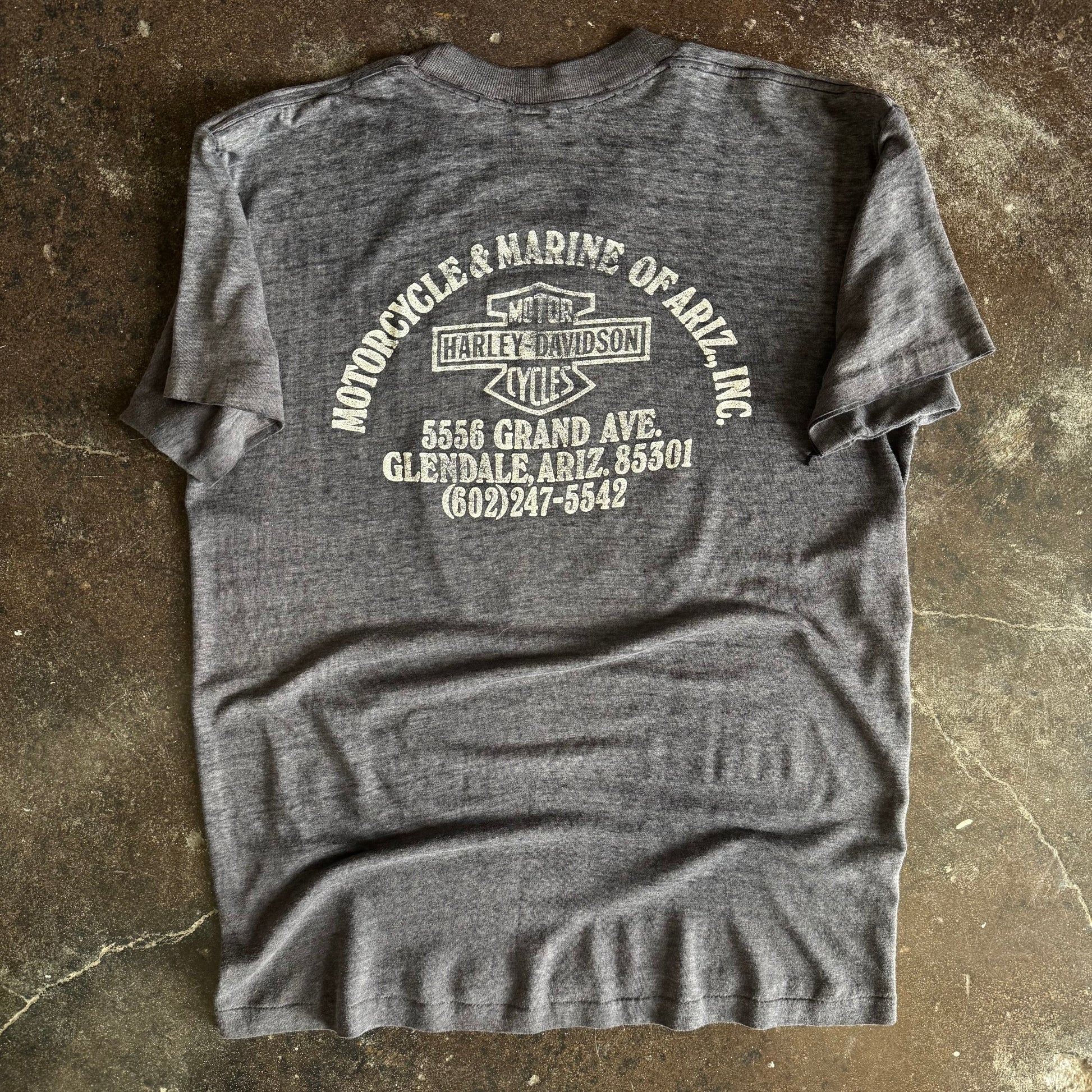 80’s Harley Orange Emblem Paper Thin Tee (L)