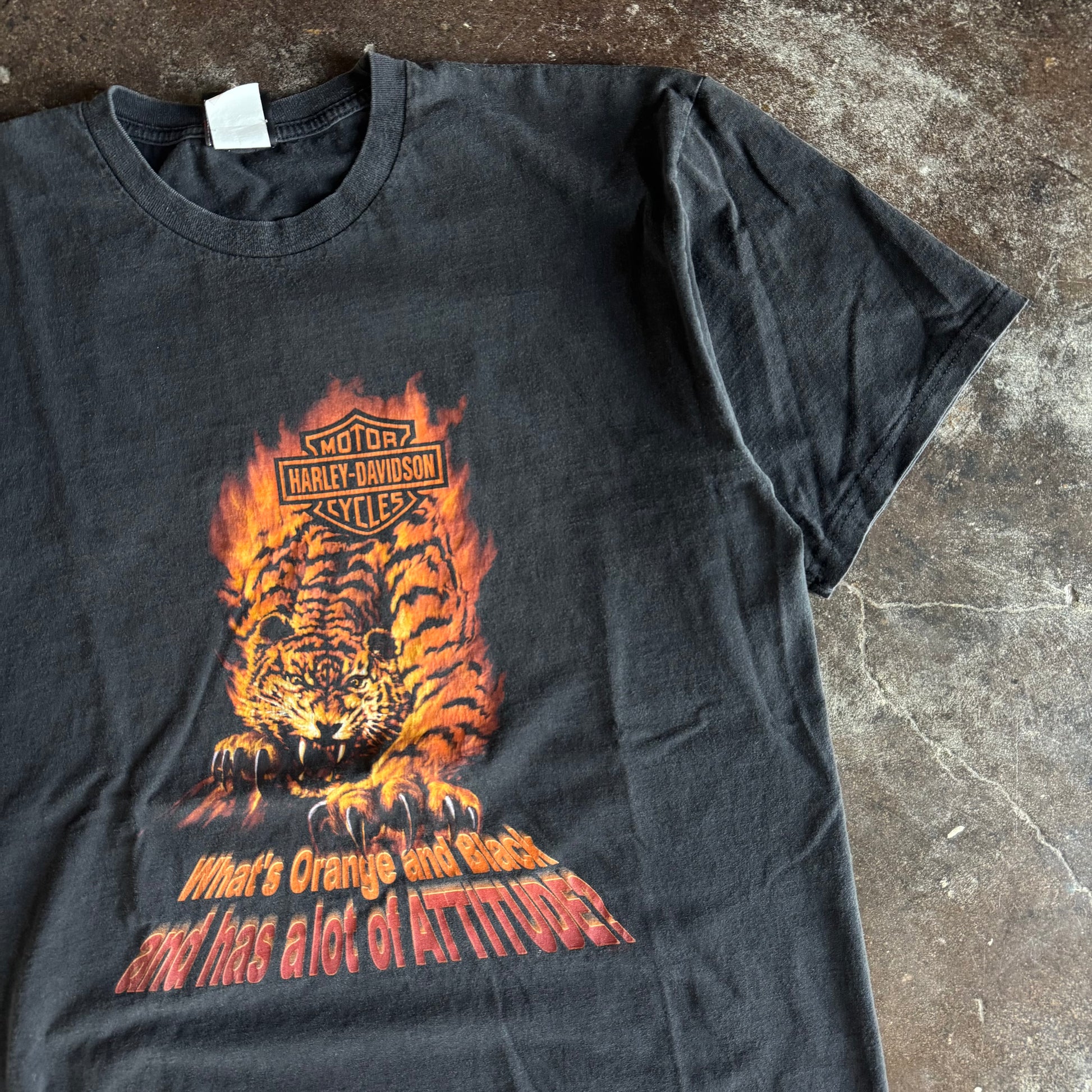 Y2K Harley Flaming Tiger “Attitude” Tee (XL)